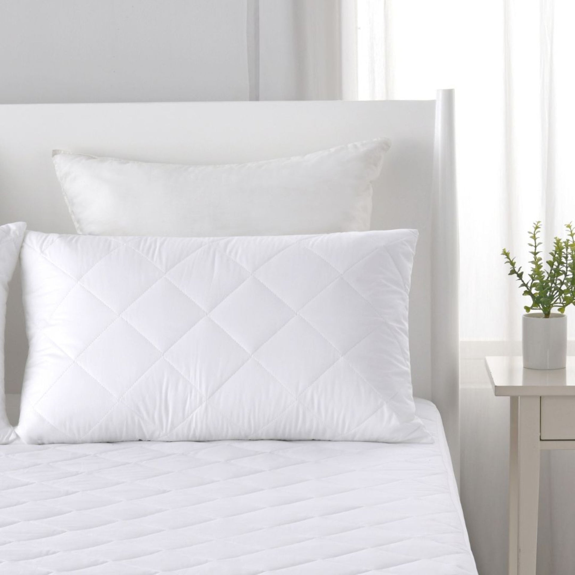 Dreamaker Quilted Cotton Cover Pillow Protector  Standard 48X73Cm (2 Pack)