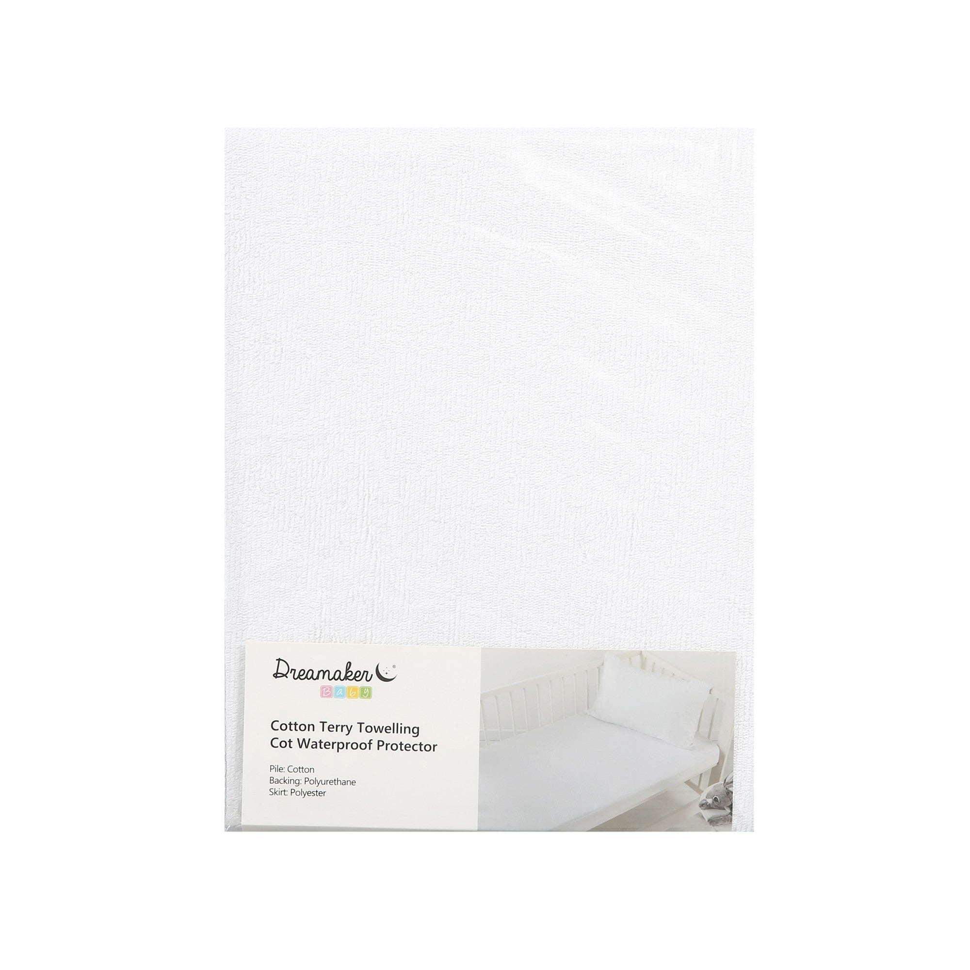 Dreamaker Baby Cotton Terry Towelling Waterproof Mattress Protector Cot Boori