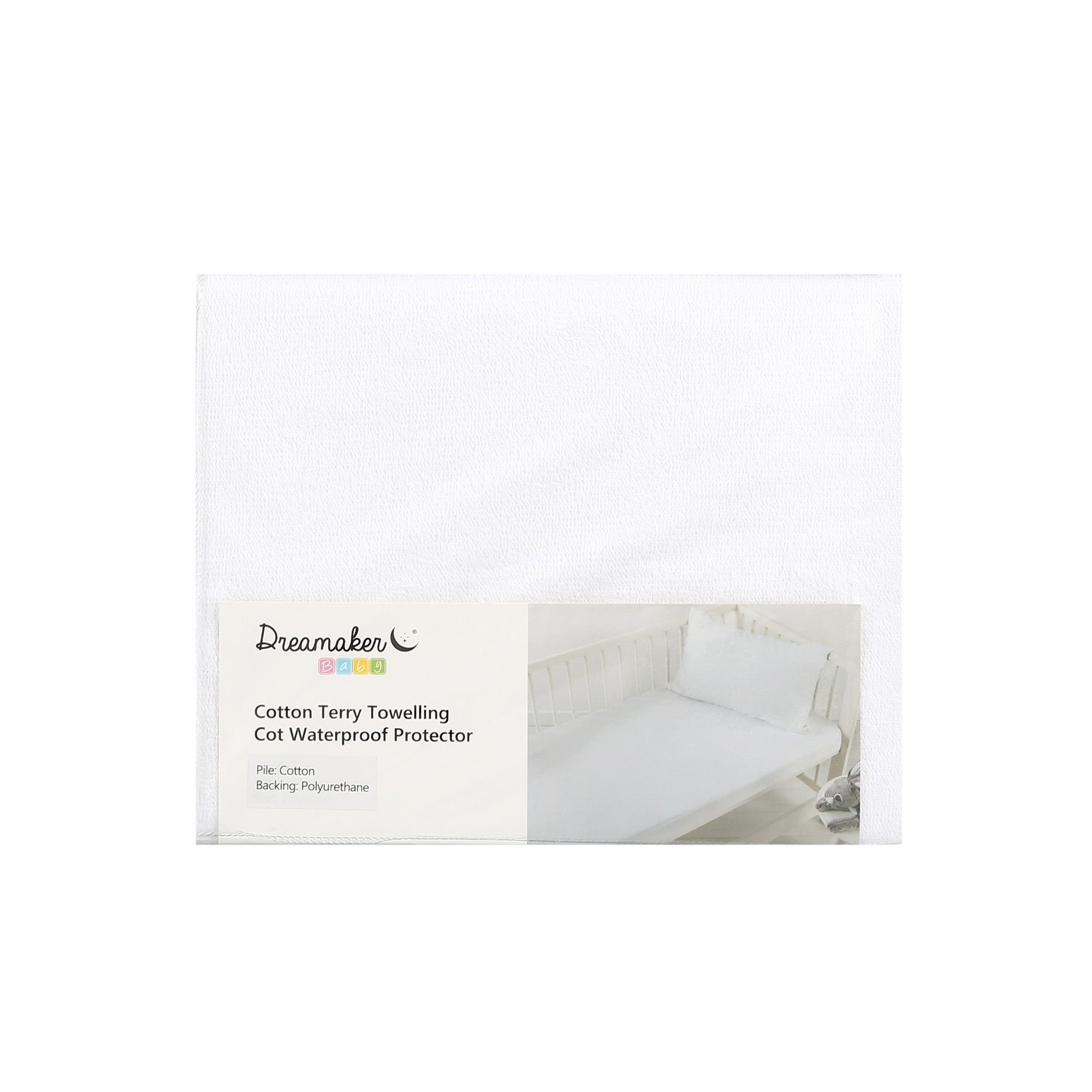 Dreamaker Baby Cotton Terry Towelling Waterproof Cot Pillow Protector 60X40 Cm (2 Pack)