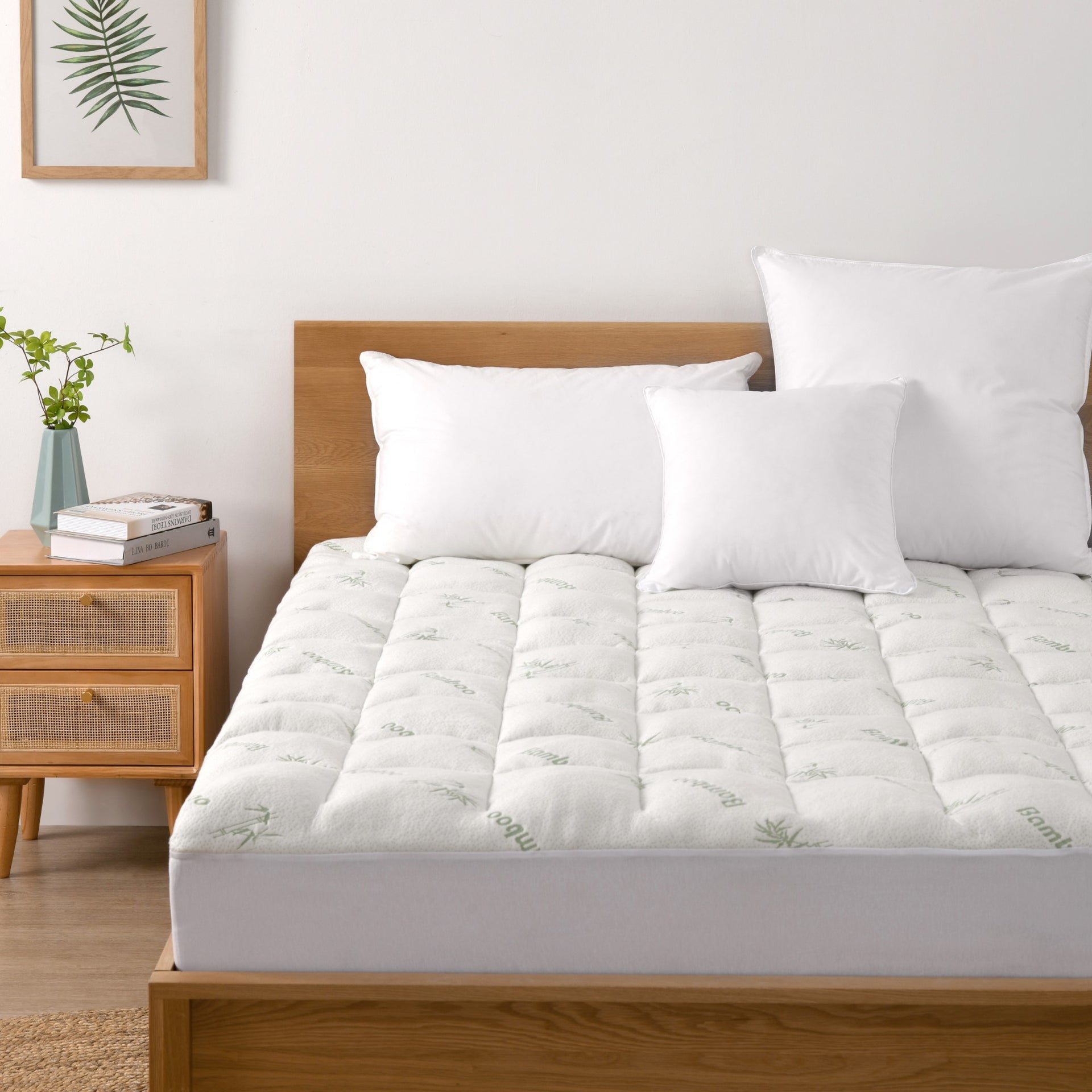 Dreamaker 1000Gsm Bamboo Covered Ball Fibre Mattress Topper