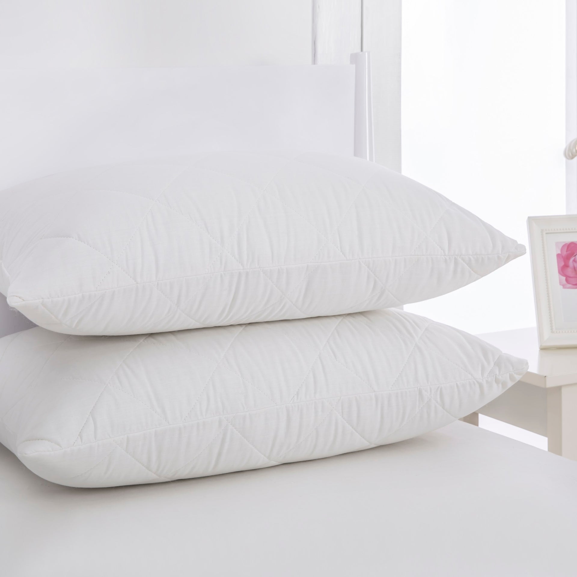 Dreamaker Natural Wool Quilted Pillow Protector Standard Size  Twin Pack