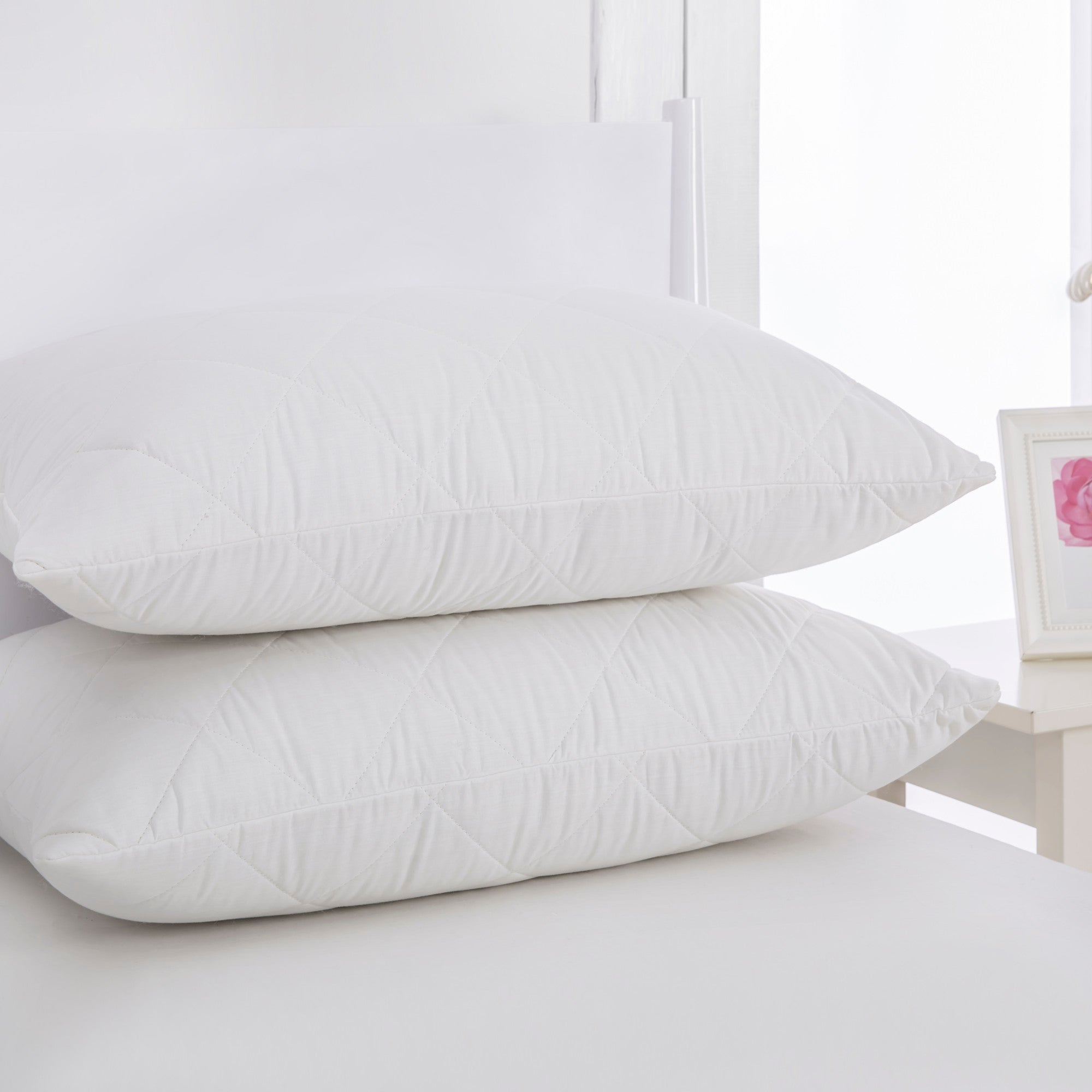 Dreamaker Natural Wool Quilted Pillow Protector Standard Size  Twin Pack