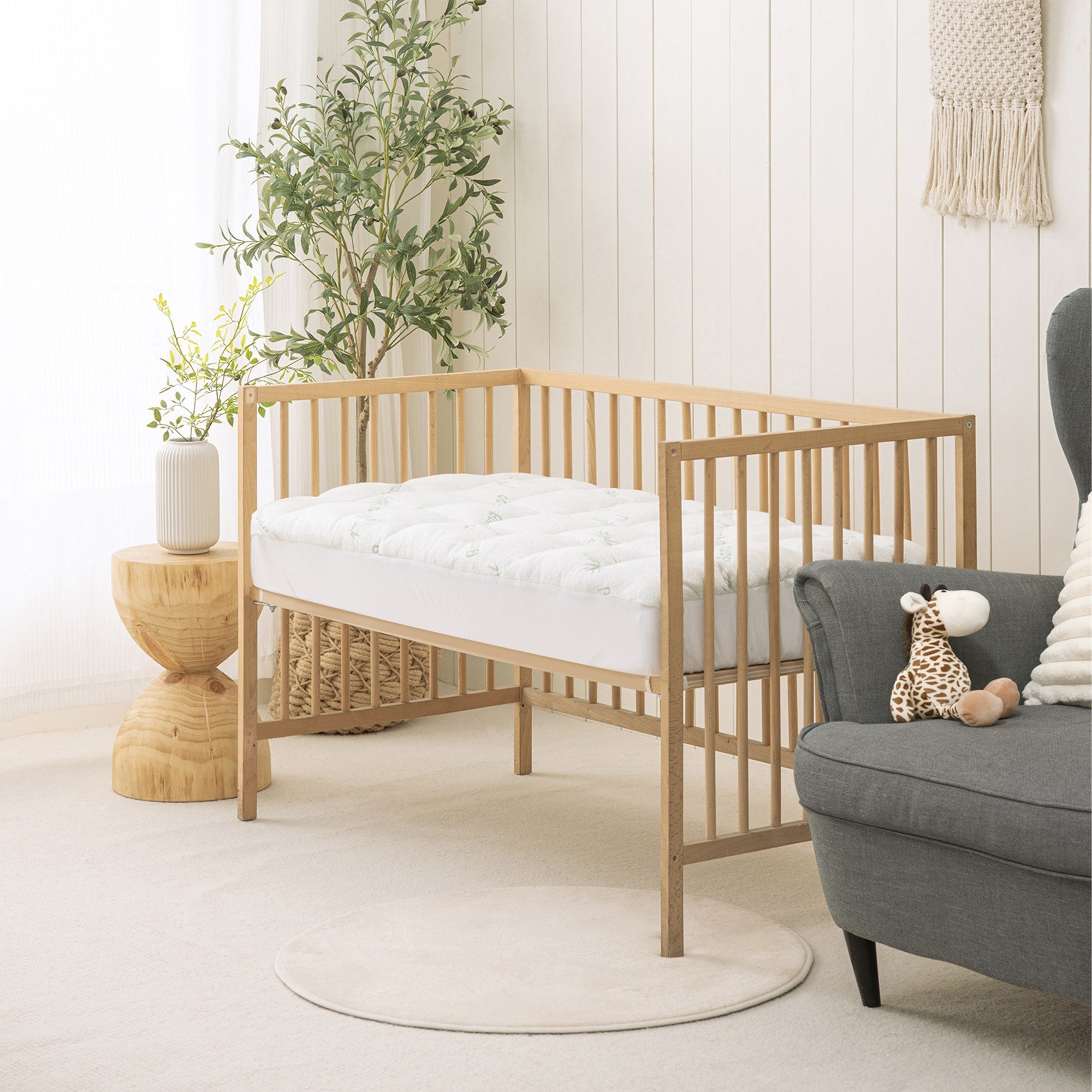 Dreamaker 1000Gsm Bamboo Covered Ball Fibre Mattress Topper Cot Boori