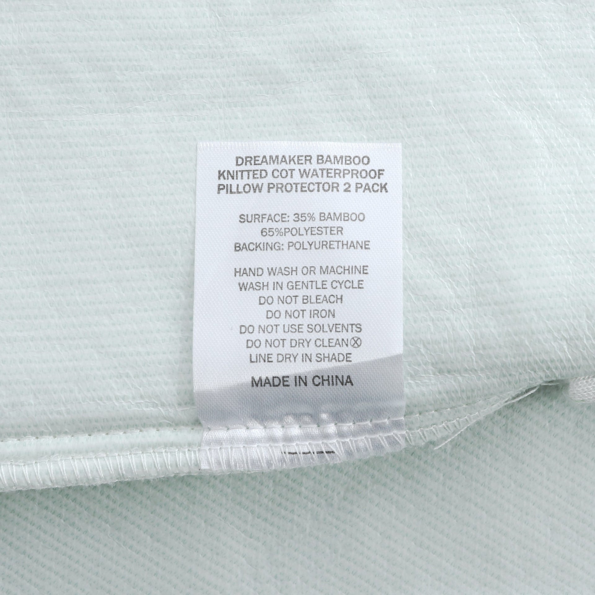 Dreamaker 260Gsm Bamboo Knitted Baby Cot Waterproof Pillow Protector White 2Pack