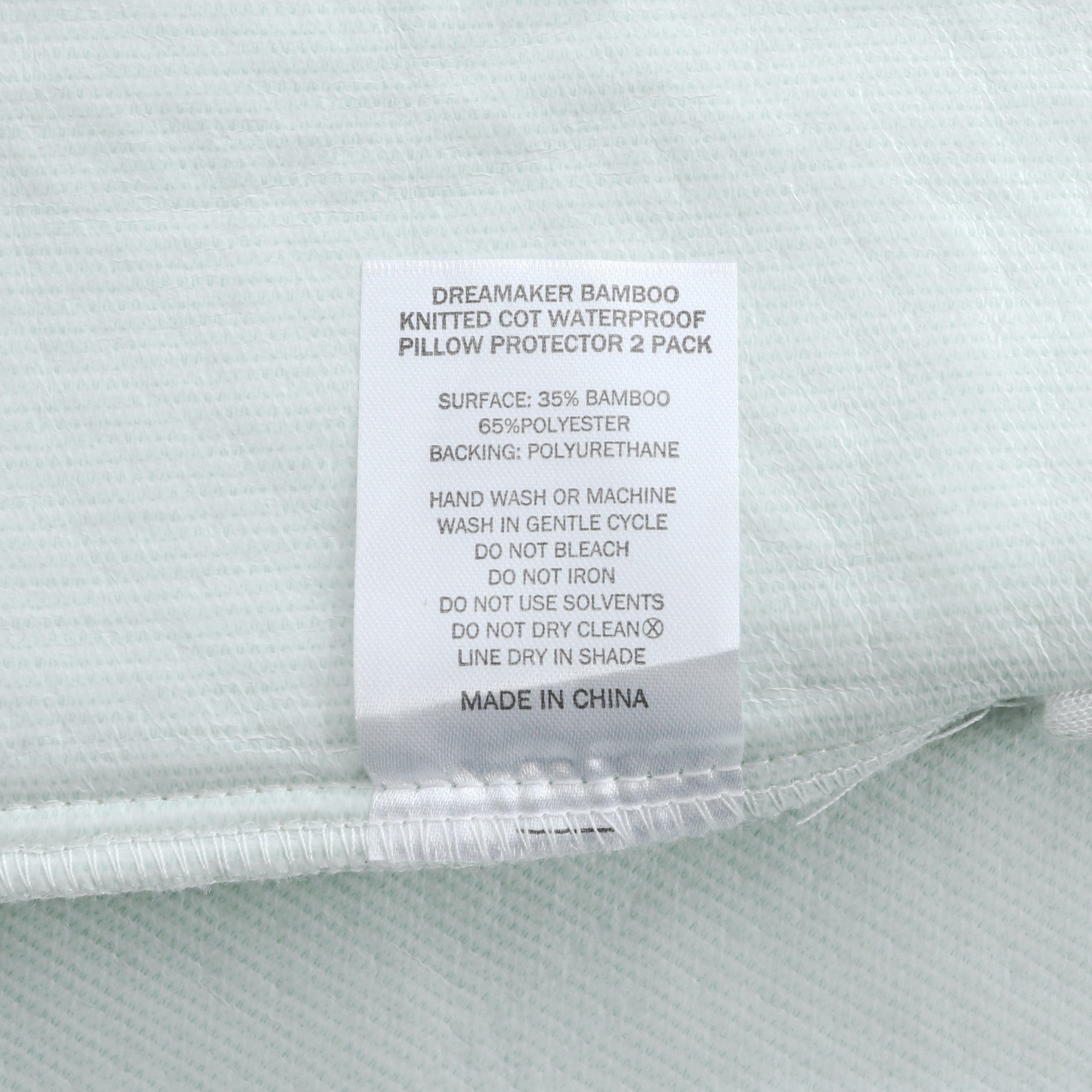 Dreamaker 260Gsm Bamboo Knitted Baby Cot Waterproof Pillow Protector White 2Pack