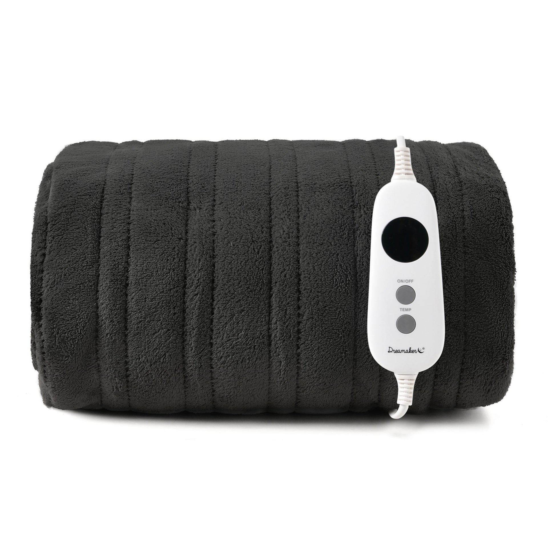 Dreamaker Ston Coral Fleece Heated Throw Charcoal 130X160Cm