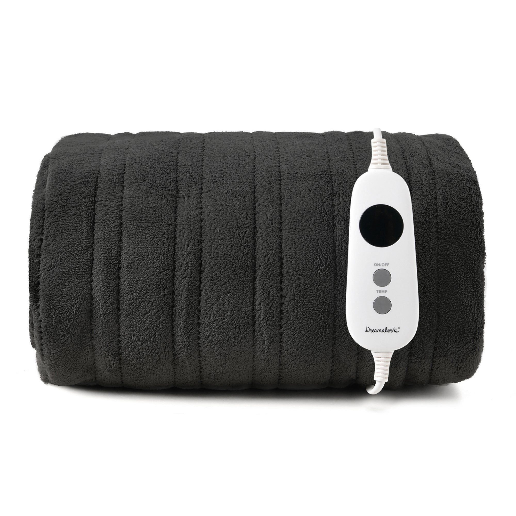 Dreamaker Ston Coral Fleece Heated Throw Charcoal 130X160Cm