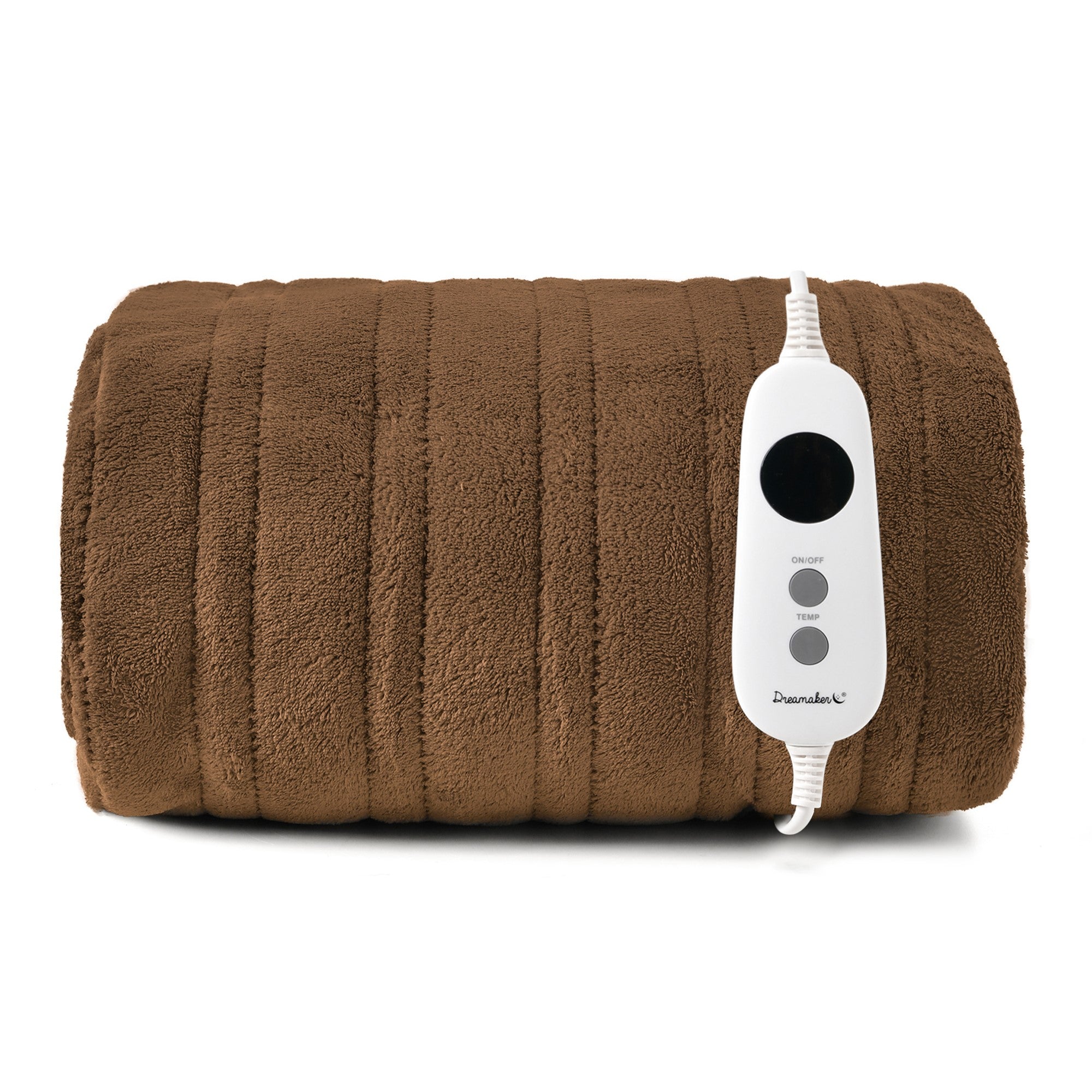 Dreamaker Ston Coral Fleece Heated Throw Blanket Latte 130X160Cm