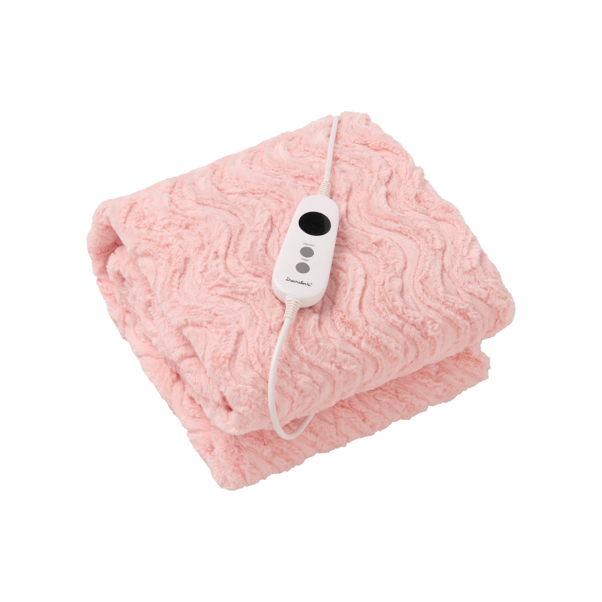 Dreamaker Felix 500Gsm Faux Fur Heated Throw Pink 120X160Cm