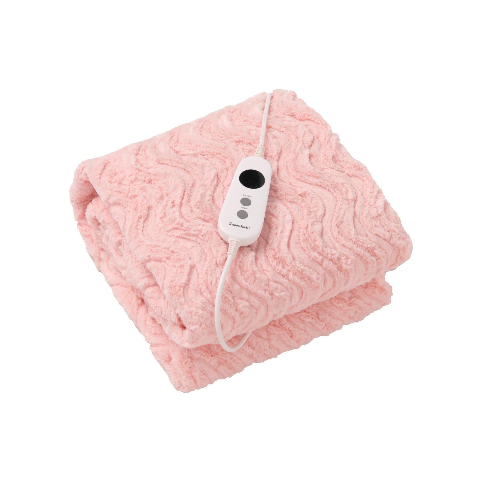 Dreamaker Felix 500Gsm Faux Fur Heated Throw Pink 120X160Cm