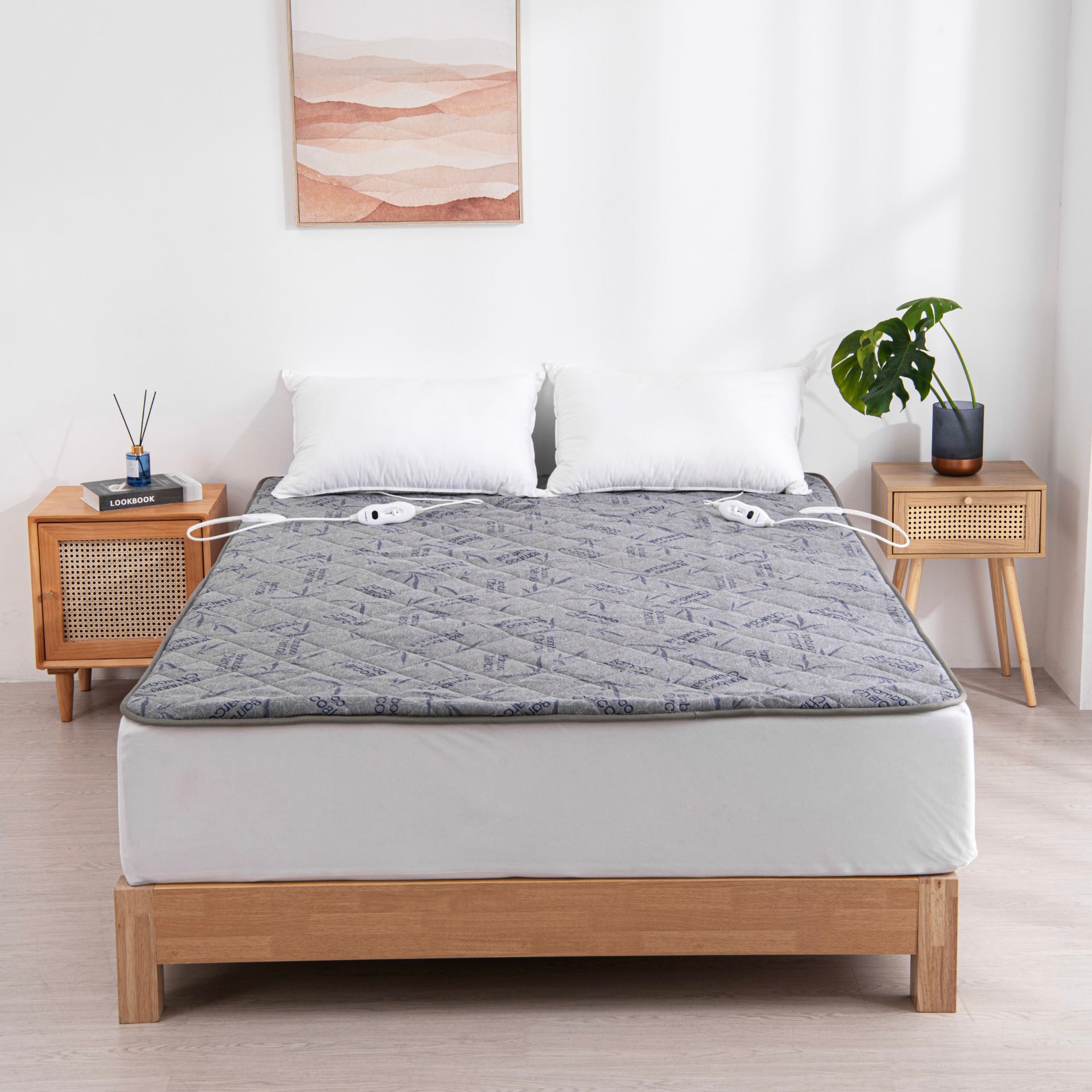 Dreamaker Bamboo Charcoal Quilted Electric Blanket Grey