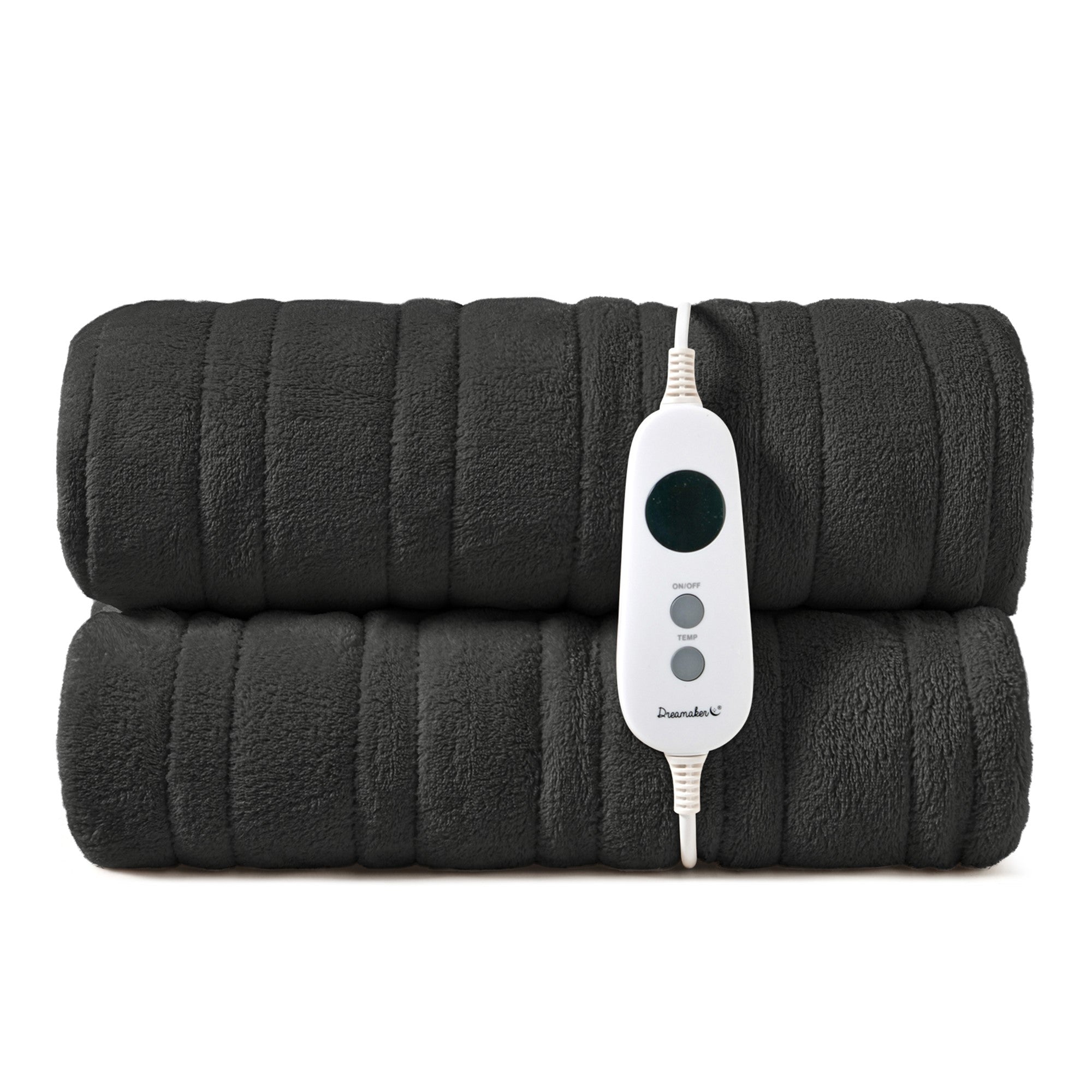 Dreamaker Ston Coral Fleece Heated Throw Charcoal 180X200Cm