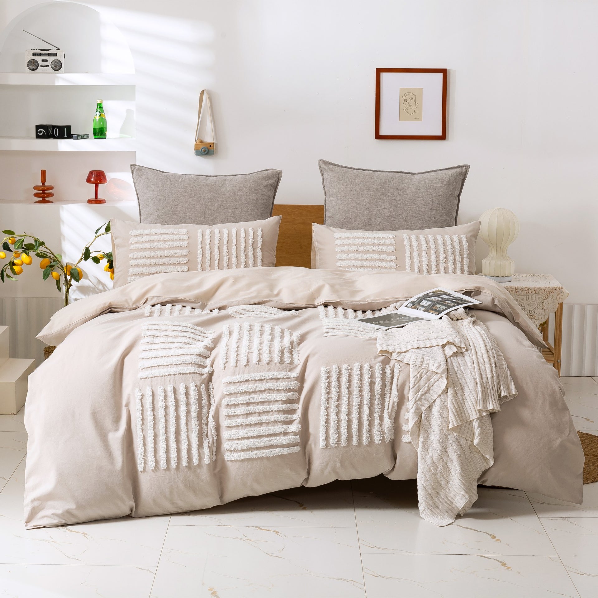 Dreamaker Tufted Washed Vintage Cotton Quilt Cover Set Salma