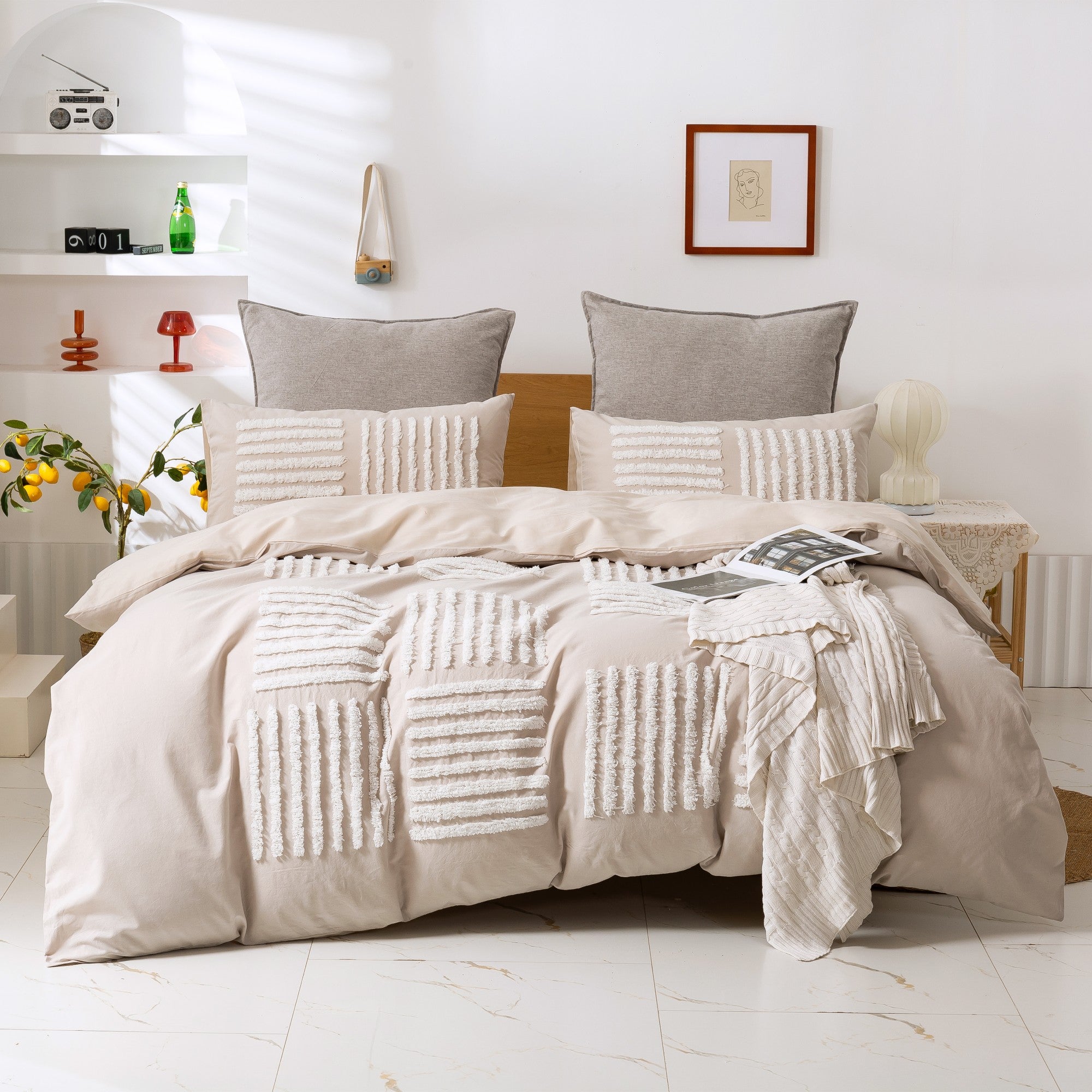 Dreamaker Tufted Washed Vintage Cotton Quilt Cover Set Salma