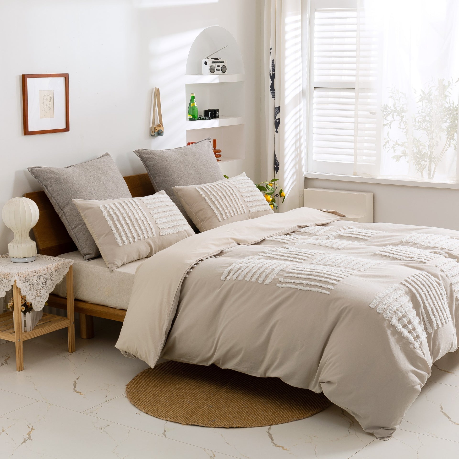 Dreamaker Tufted Washed Vintage Cotton Quilt Cover Set Salma