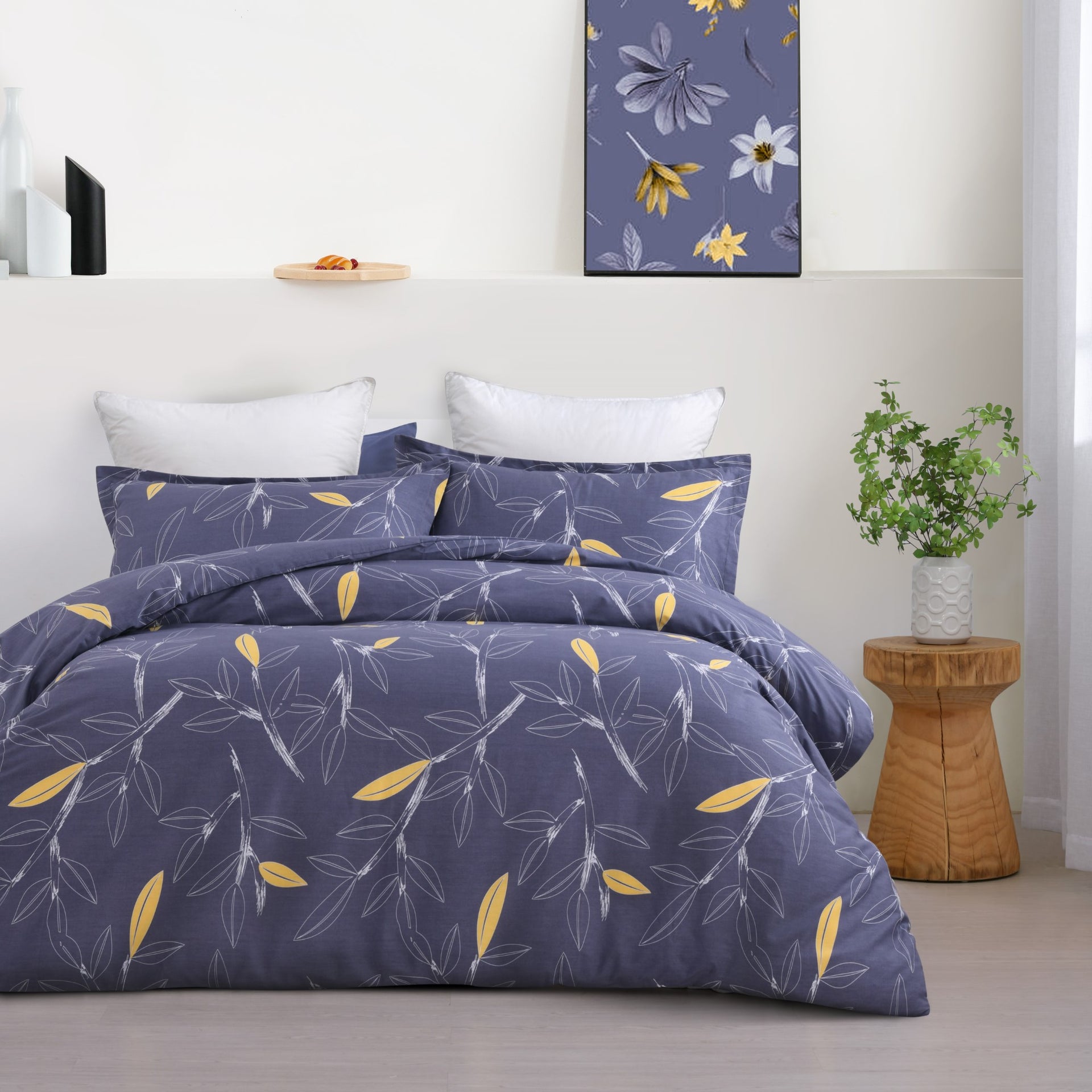 Dreamaker Botanicalcotton Quilt Cover Set Grey