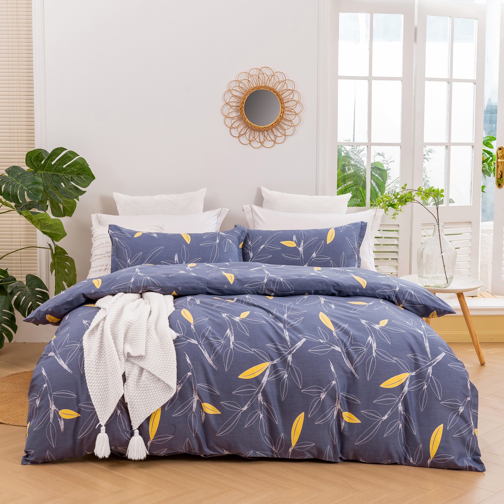 Dreamaker Botanicalcotton Quilt Cover Set Grey