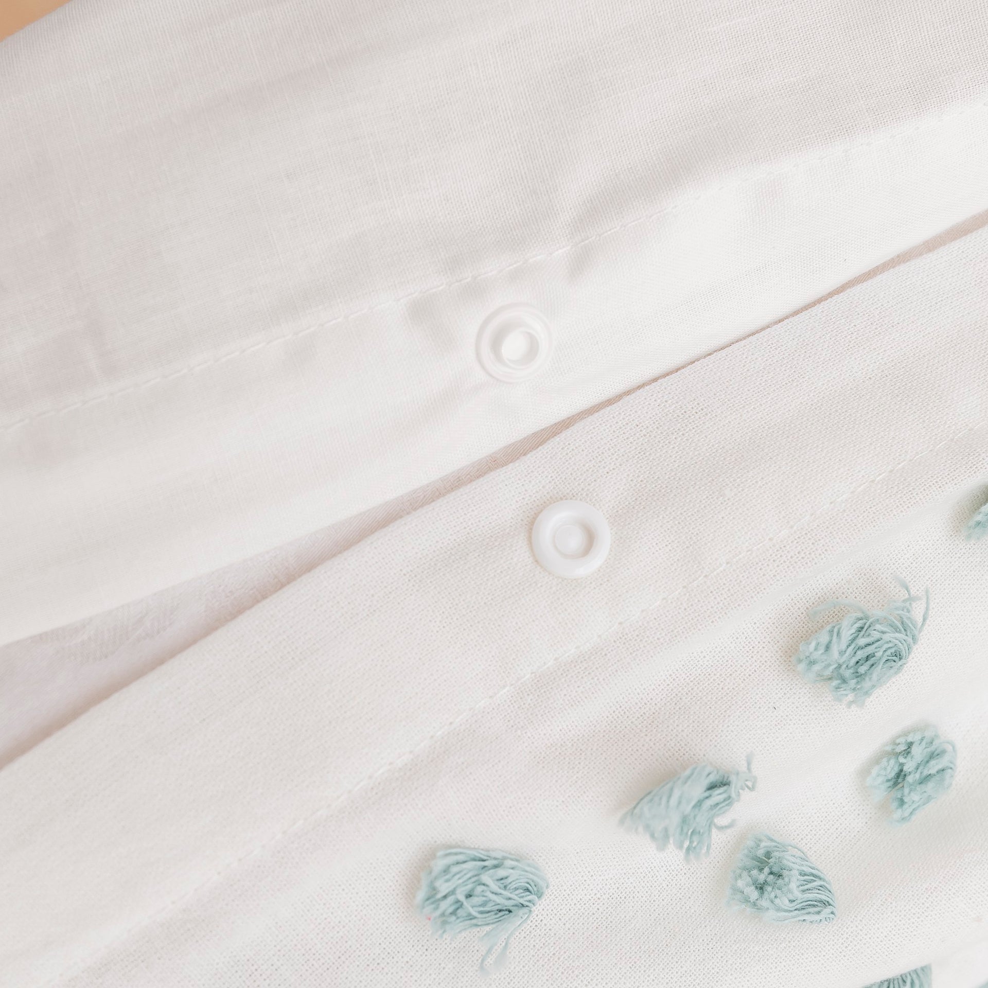 Dreamaker Clovelly Tufted Stripe Quilt Cover Set Seafoam