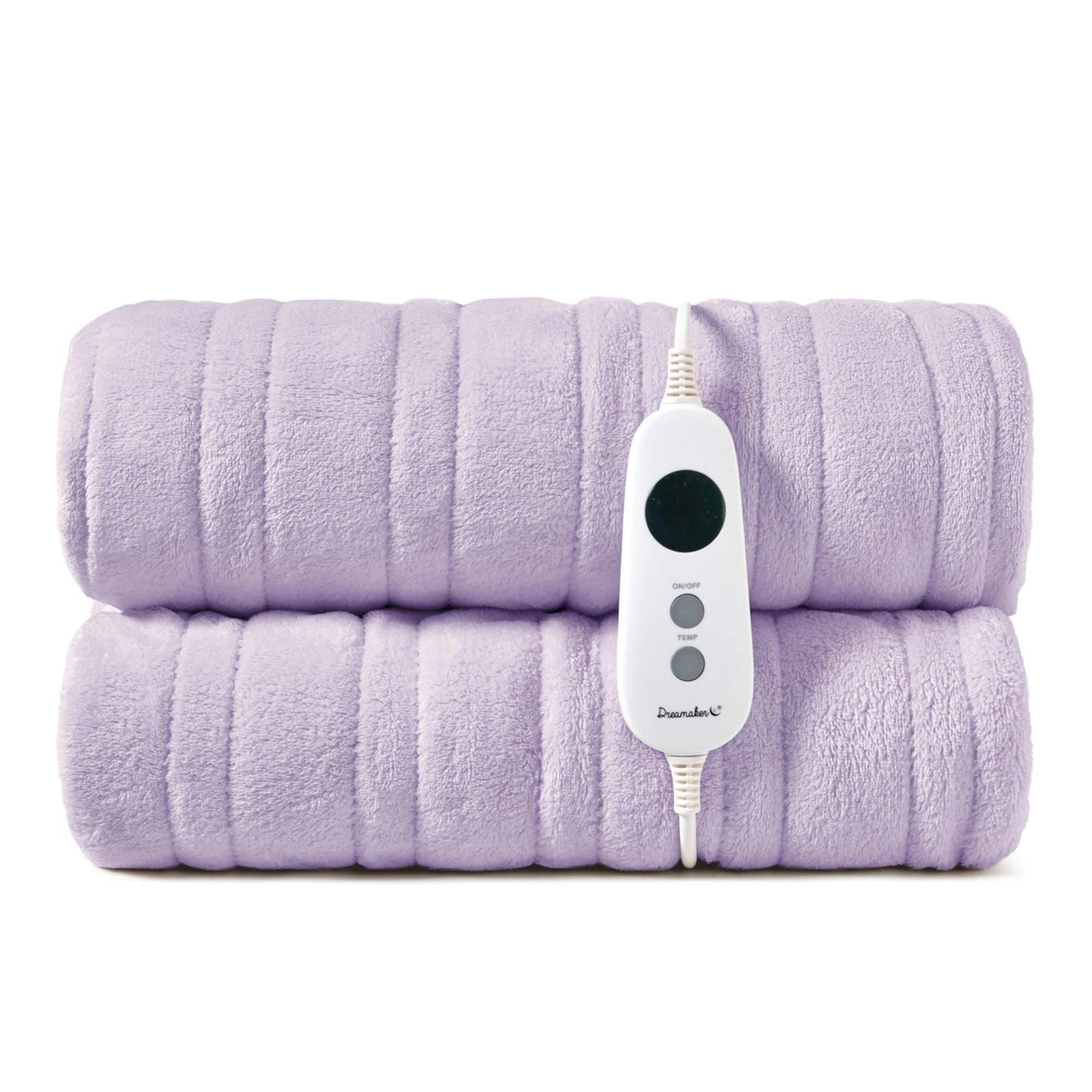 Dreamaker Ston Coral Fleece Heated Throw 180X200Cm Lavender