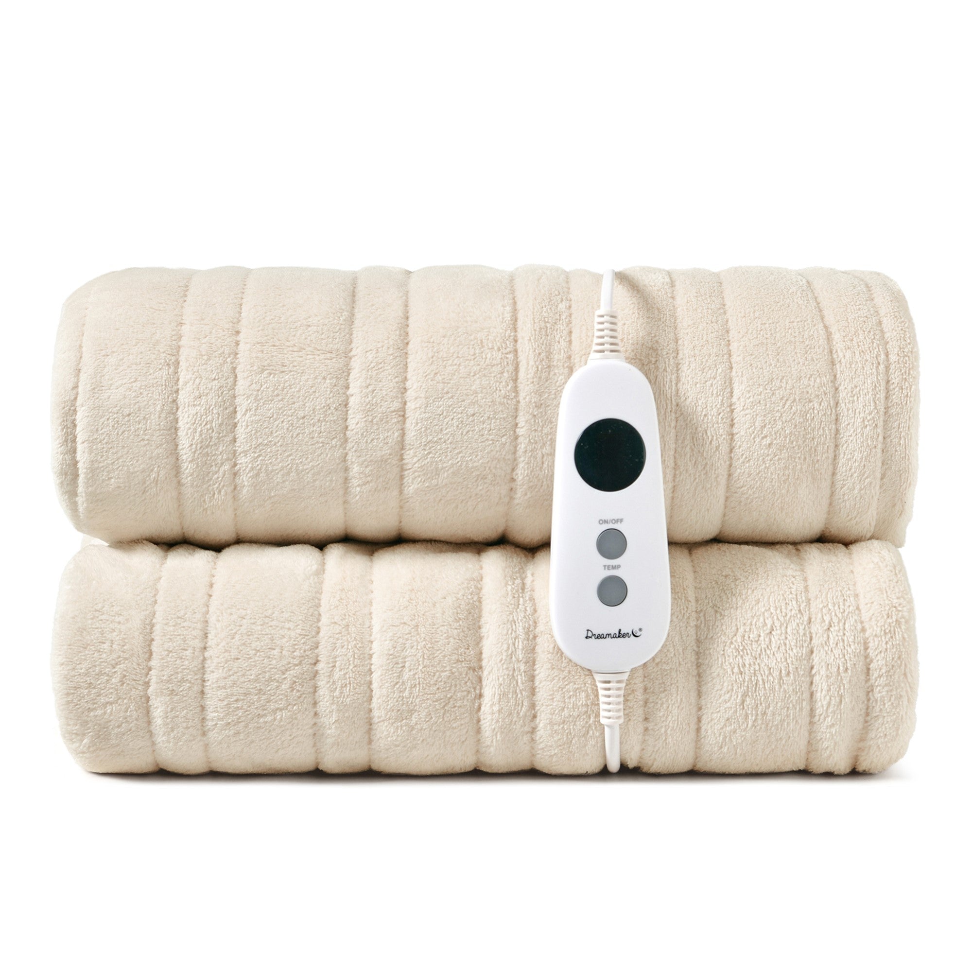 Dreamaker Ston Coral Fleece Heated Throw 180X200Cm Cream