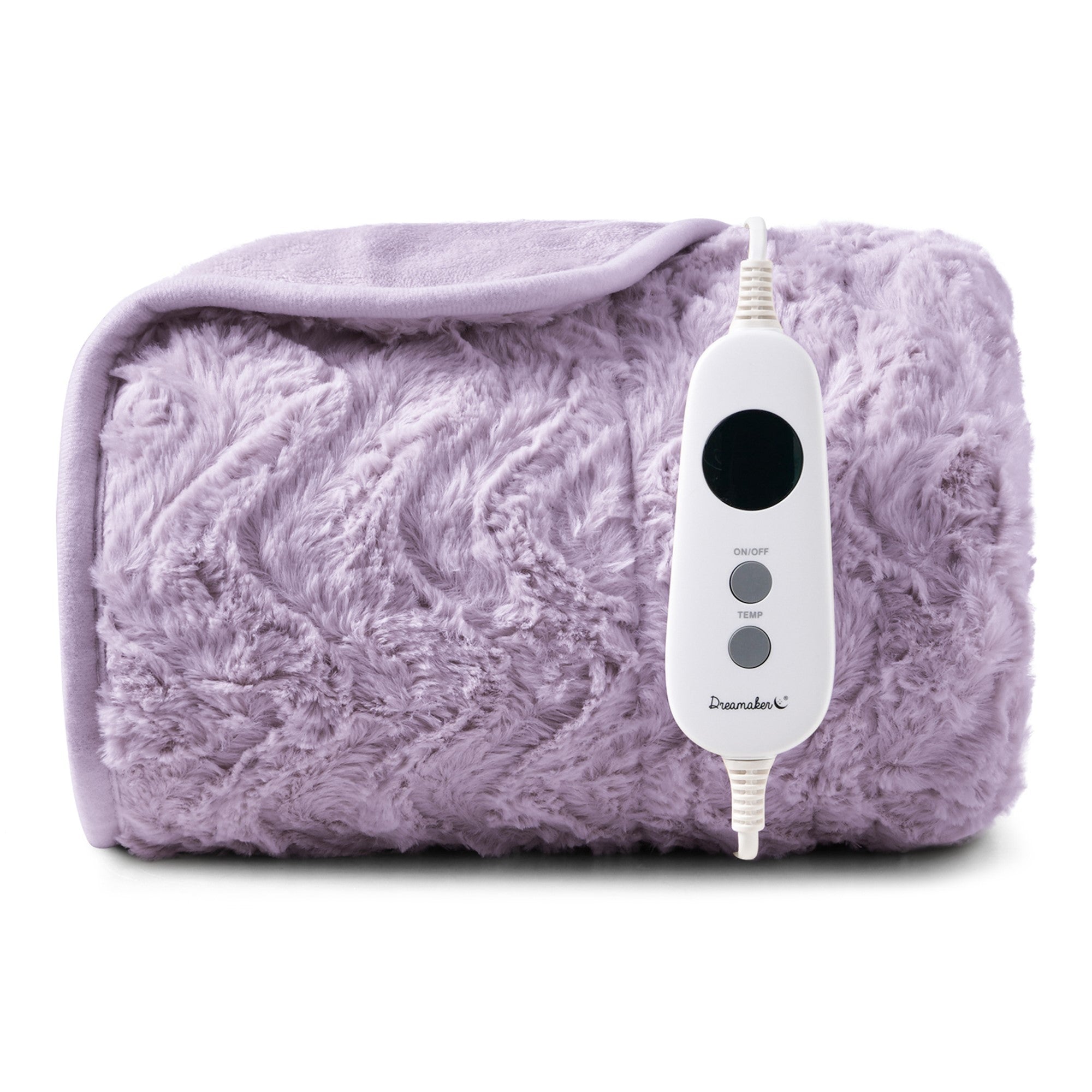 Dreamaker Felix 500Gsm Faux Fur Heated Throw Lavender 130X160Cm
