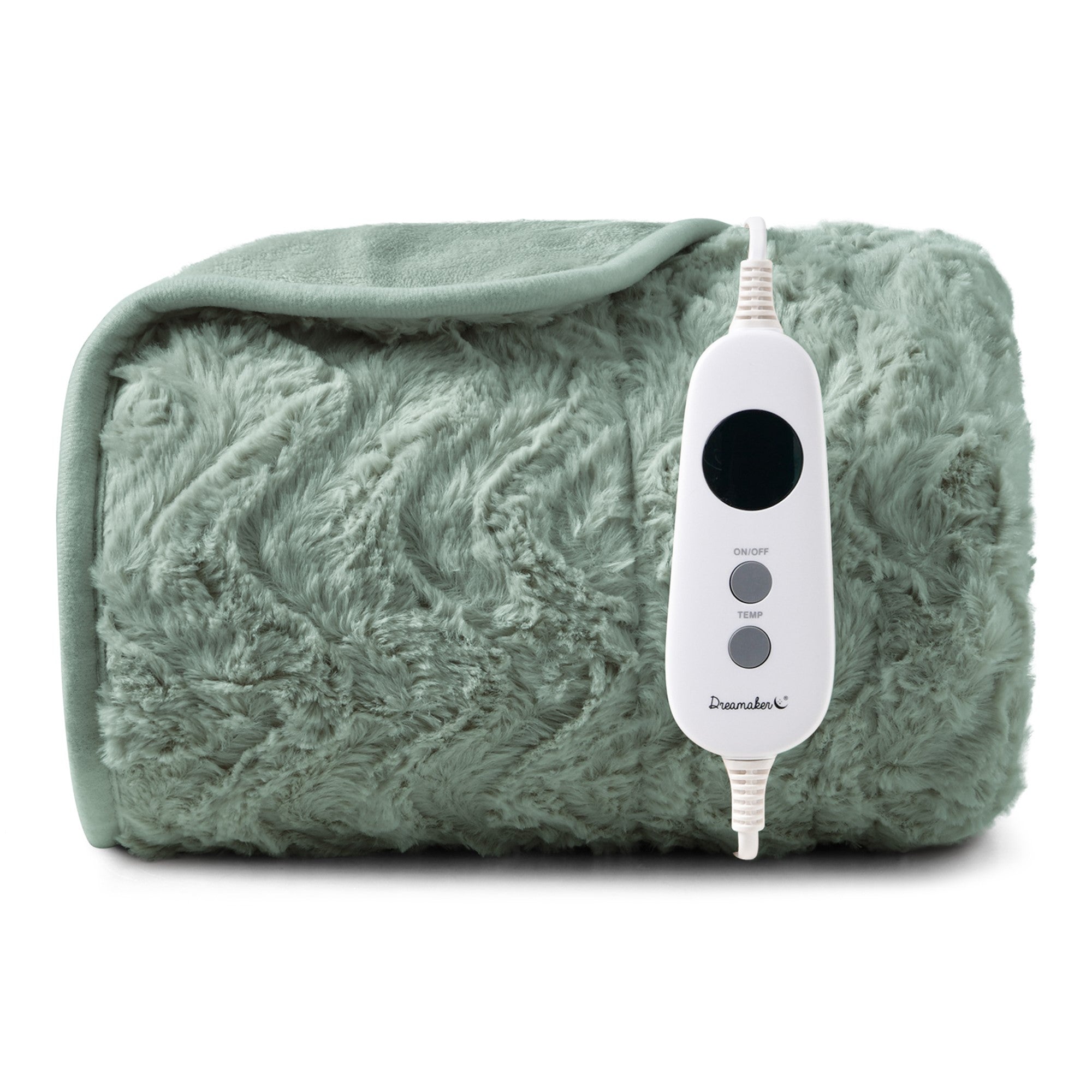 Dreamaker Felix 500Gsm Faux Fur Heated Throw Leaf 130X160Cm