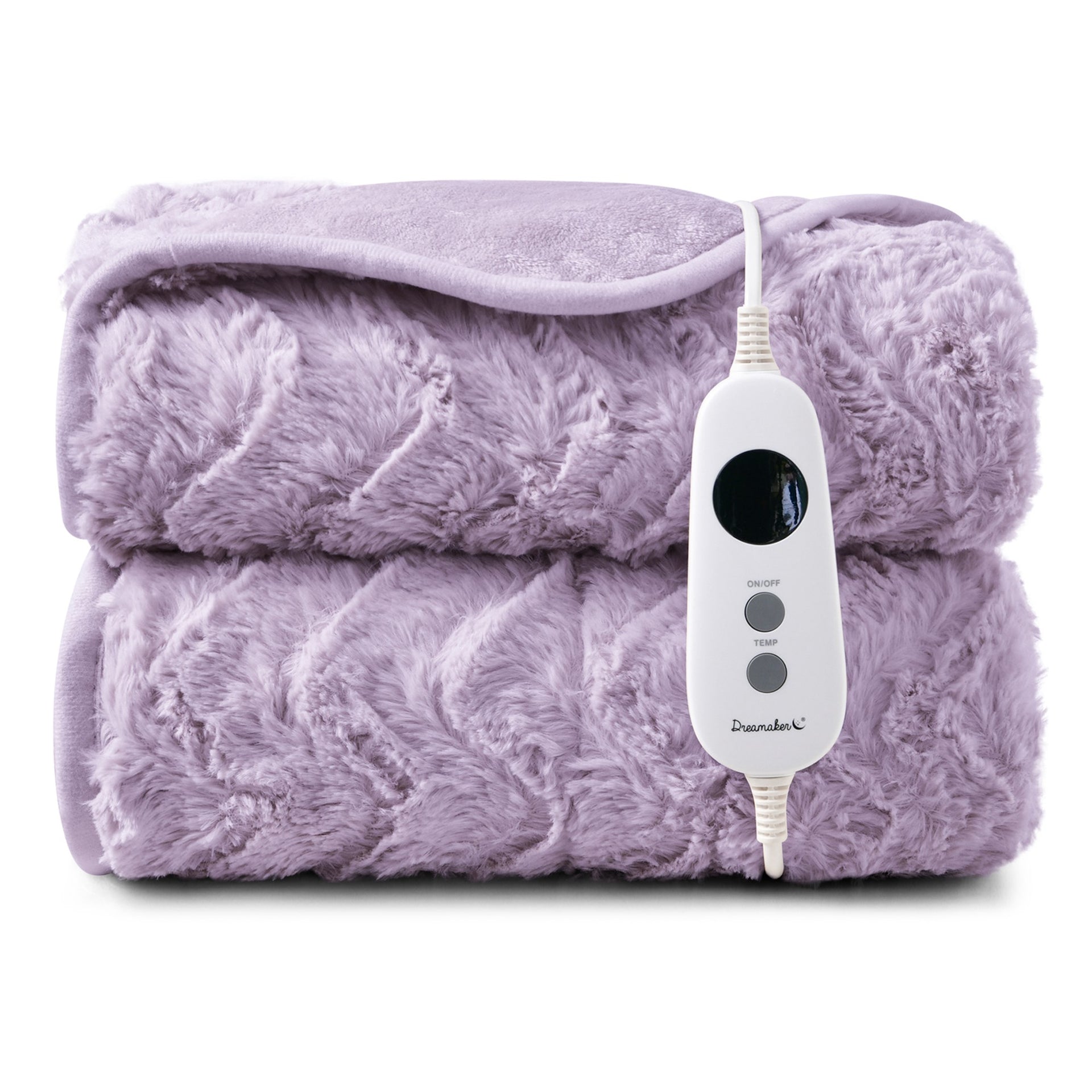 Dreamaker Felix 500Gsm Faux Fur Heated Throw Extra Large Lavender 180X200Cm