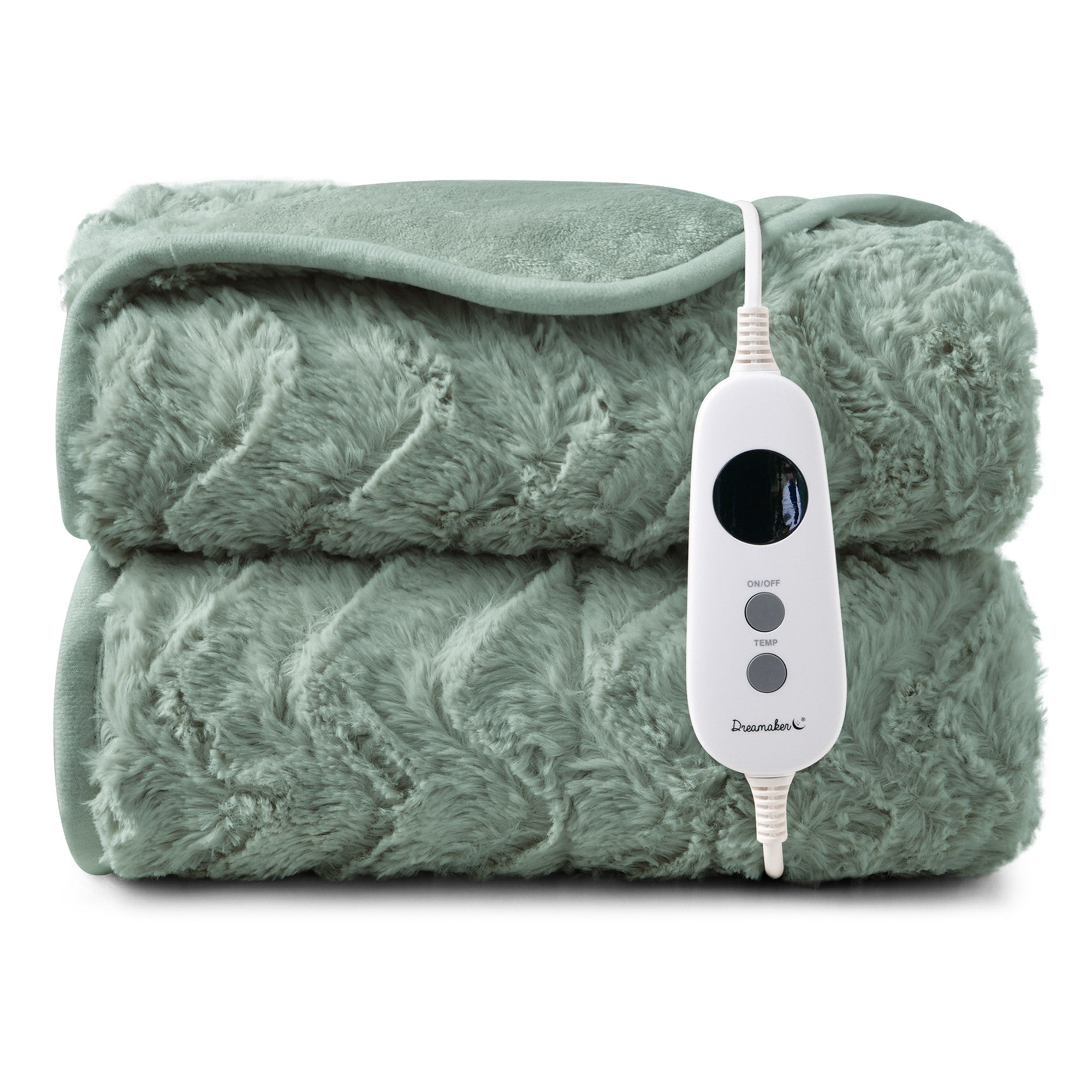 Dreamaker Felix 500Gsm Faux Fur Heated Throw Extra Large Leaf 180X200Cm
