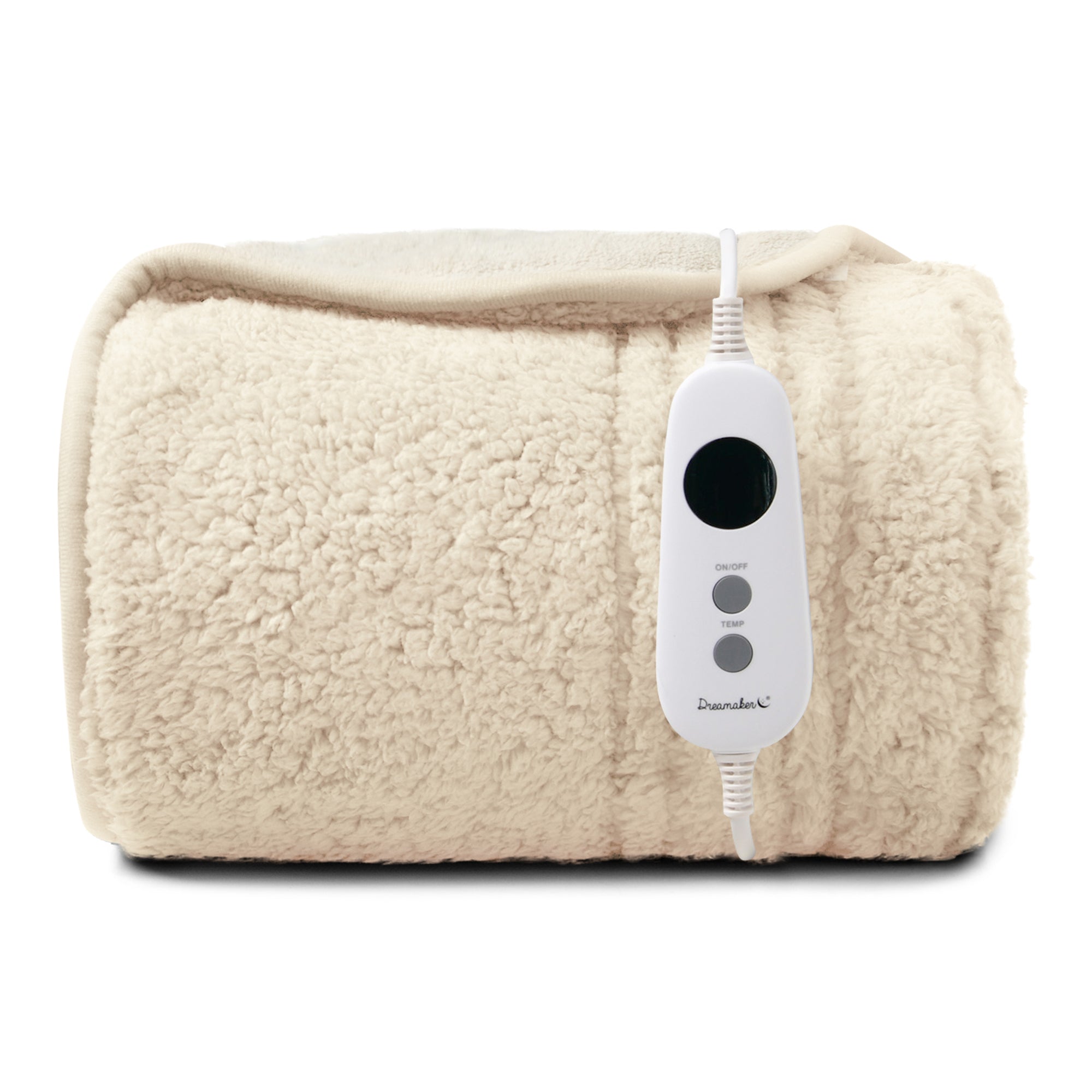 Dreamaker Eve Reversible Sherpa & Coral Fleece Heated Throw 130X160Cm Cream
