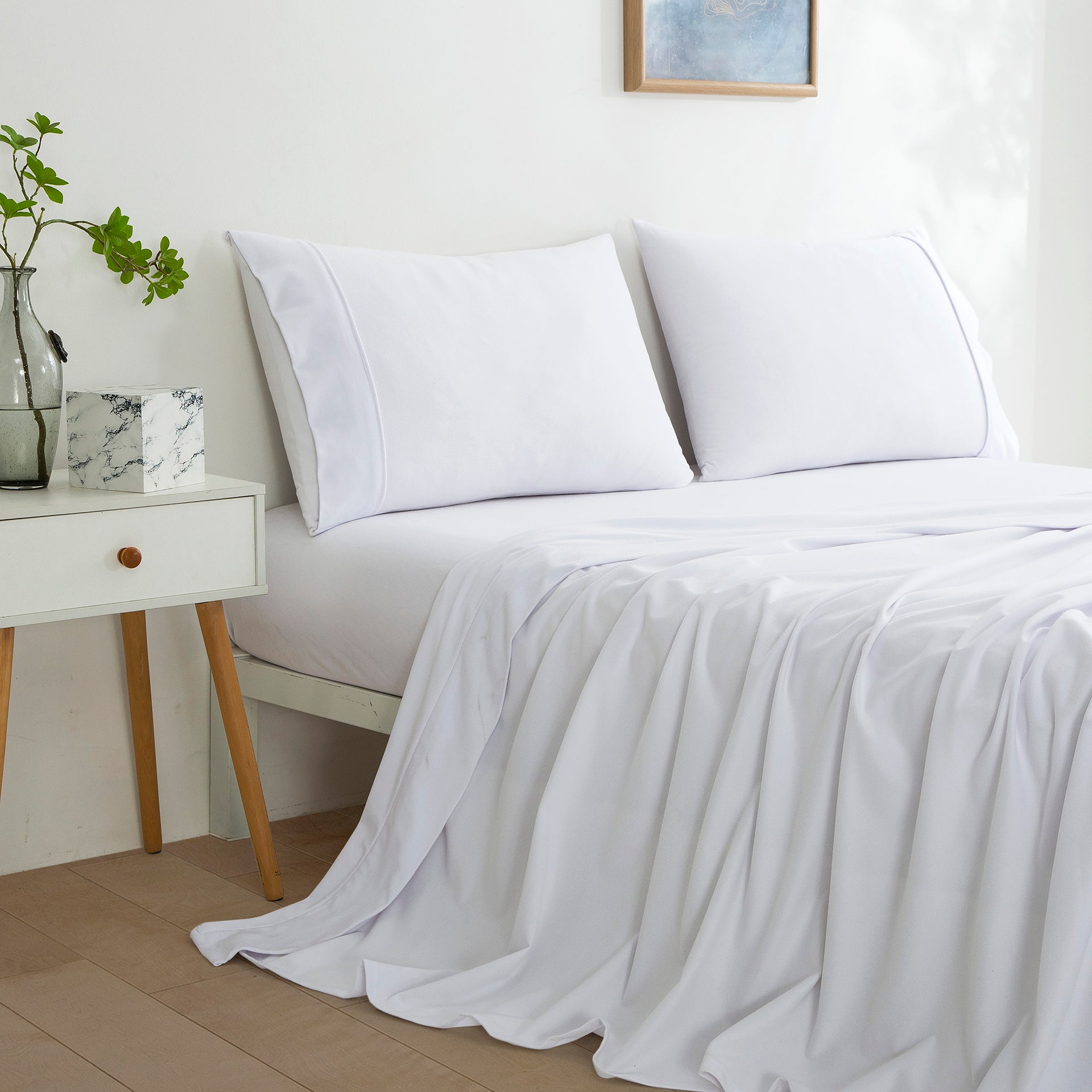 Dreamaker Micro Flannel Sheet Set White