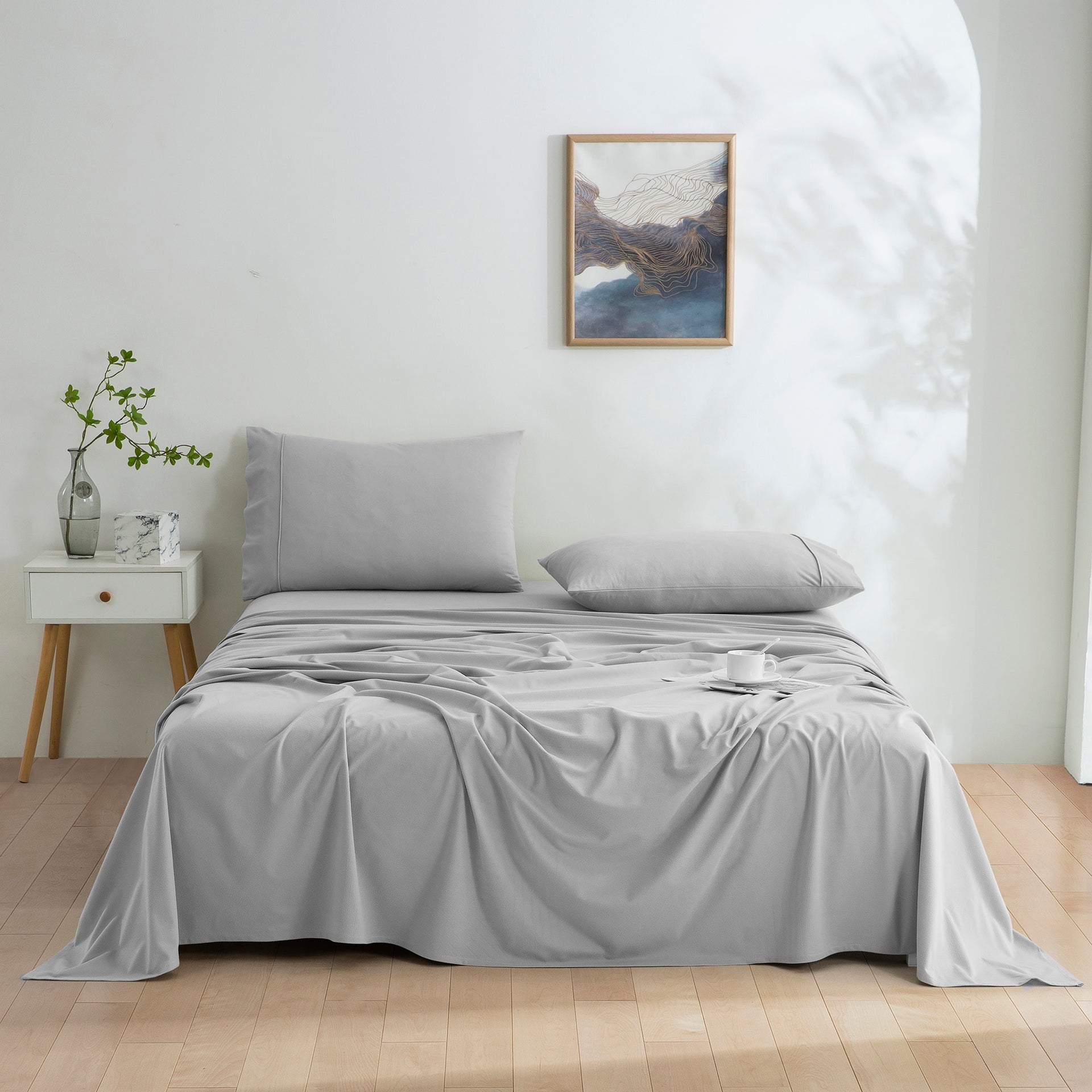 Dreamaker Micro Flannel Sheet Set Silver