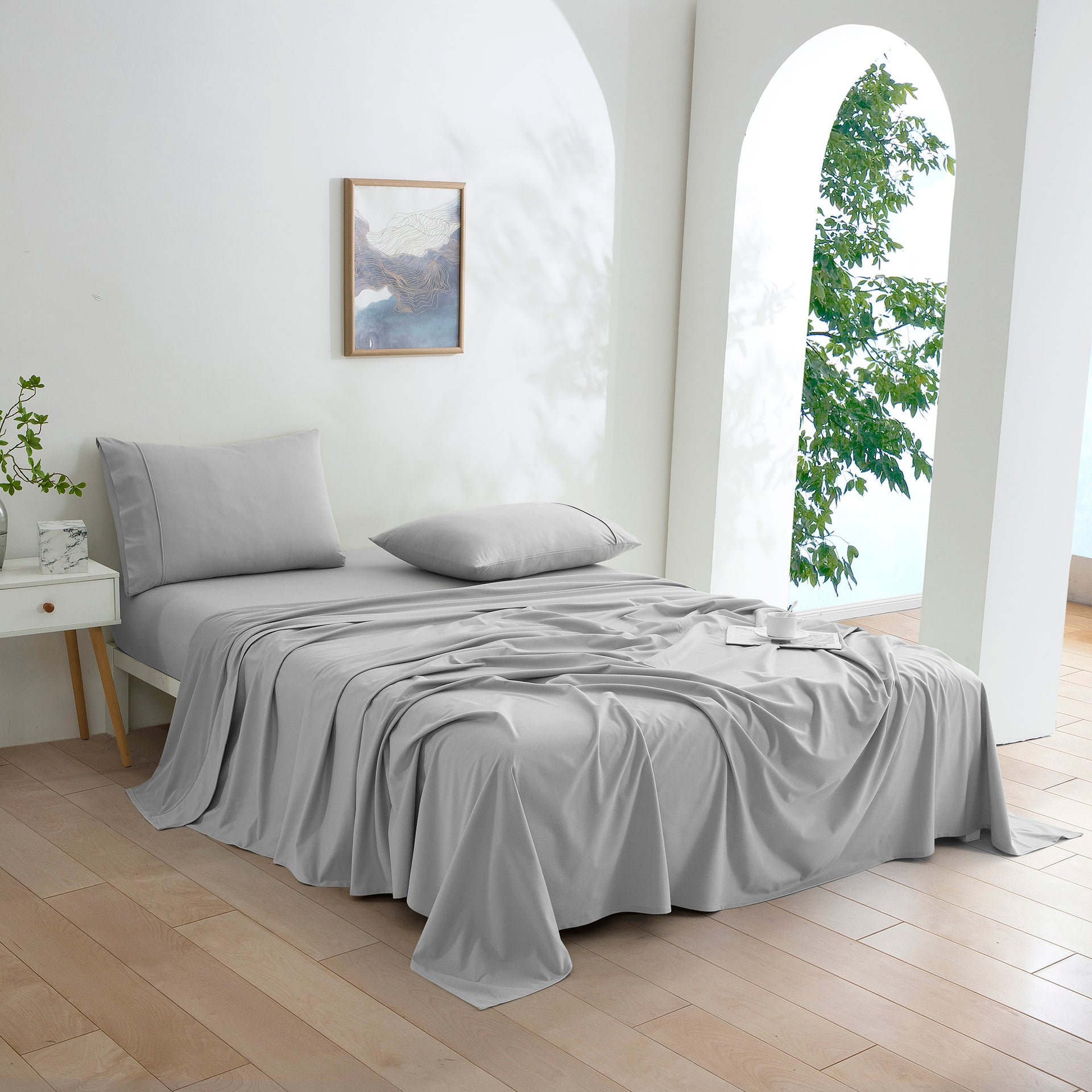 Dreamaker Micro Flannel Sheet Set Silver