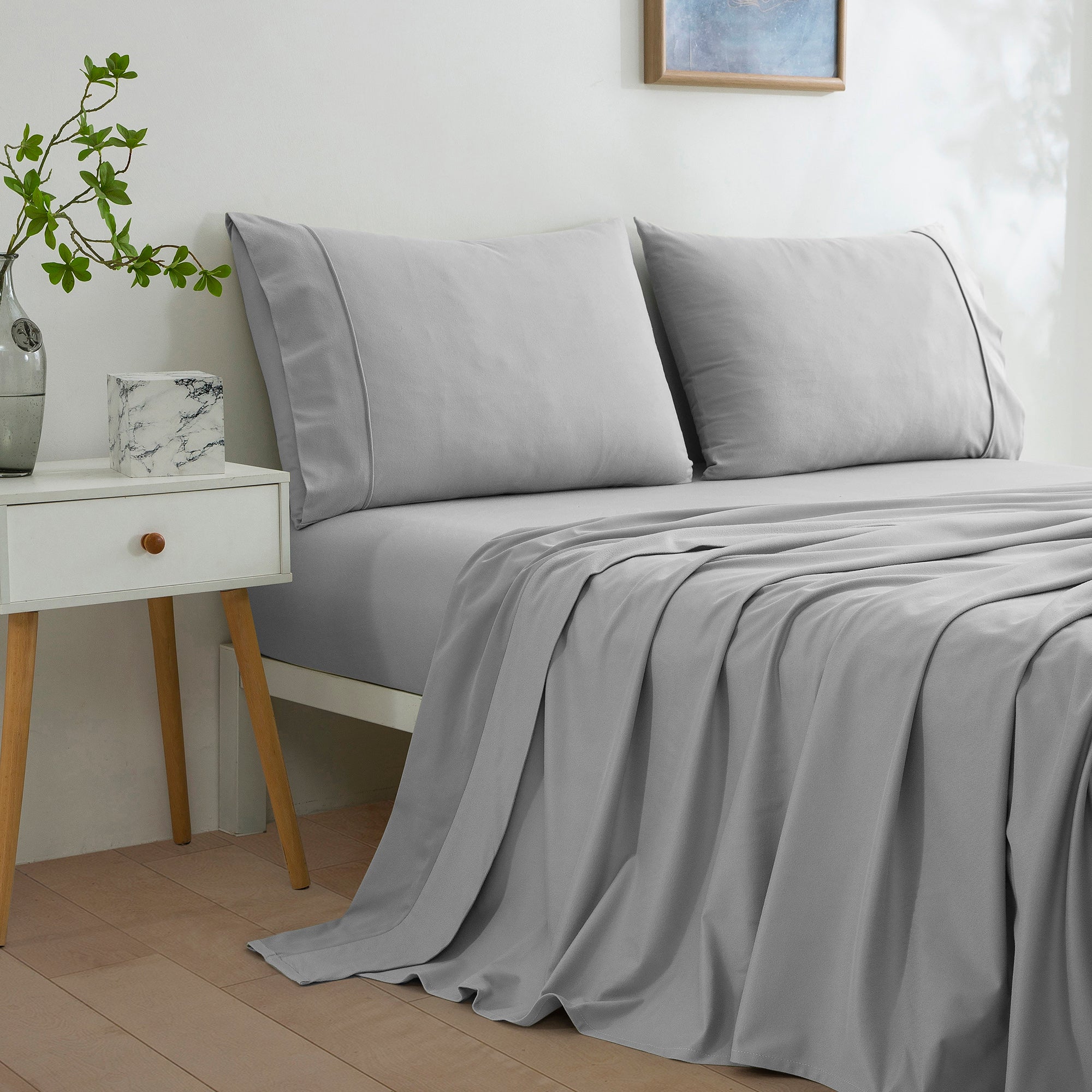 Dreamaker Micro Flannel Sheet Set Silver