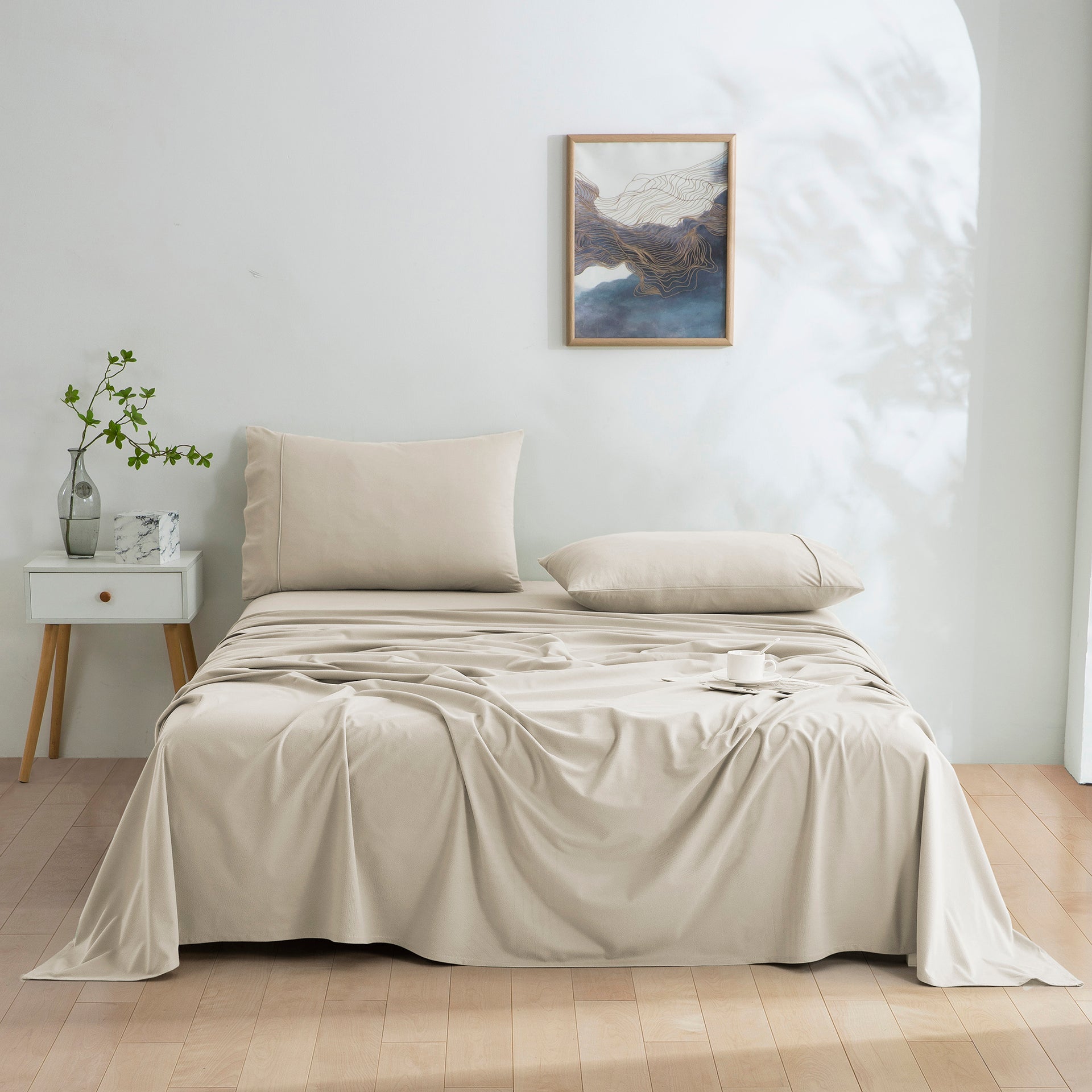 Dreamaker Micro Flannel Sheet Set Stone