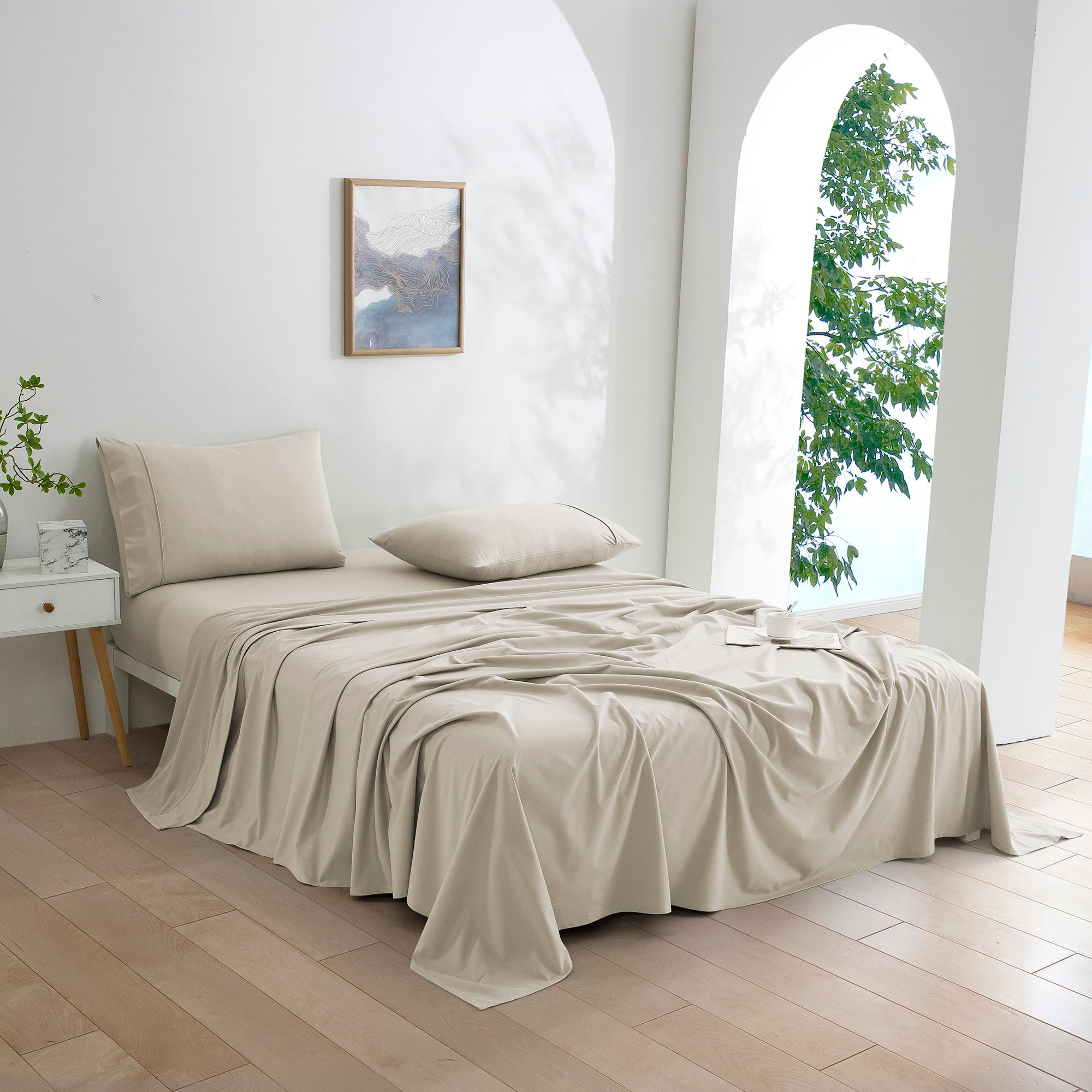 Dreamaker Micro Flannel Sheet Set Stone