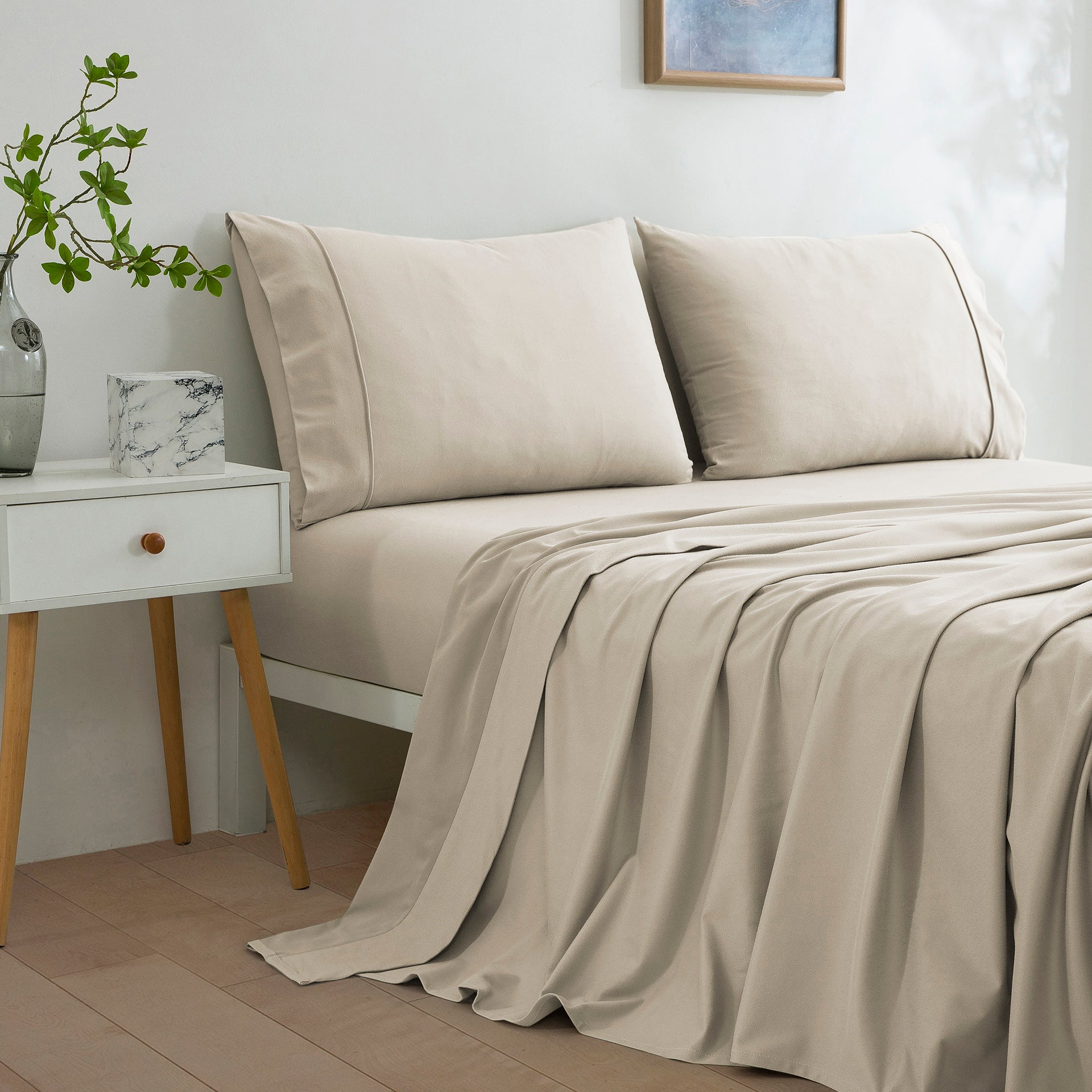 Dreamaker Micro Flannel Sheet Set Stone