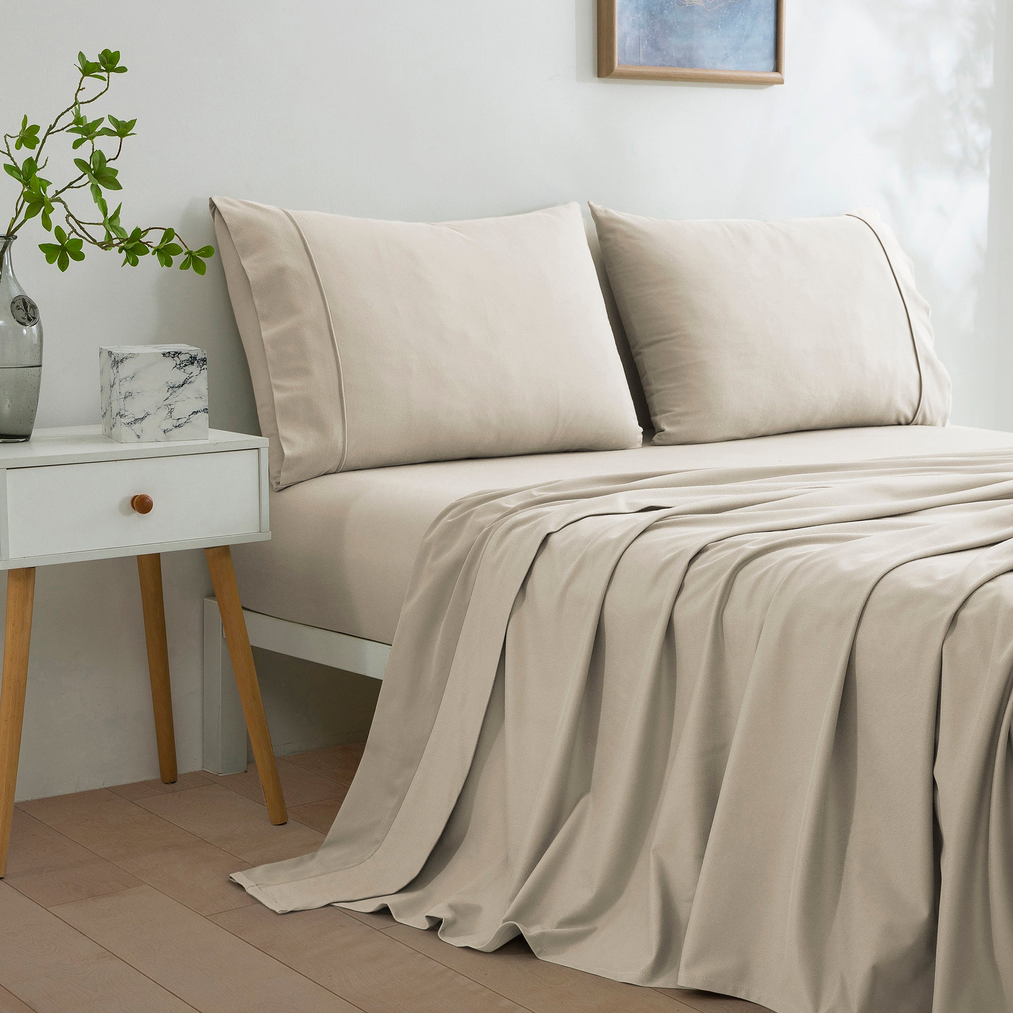 Dreamaker Micro Flannel Sheet Set Stone