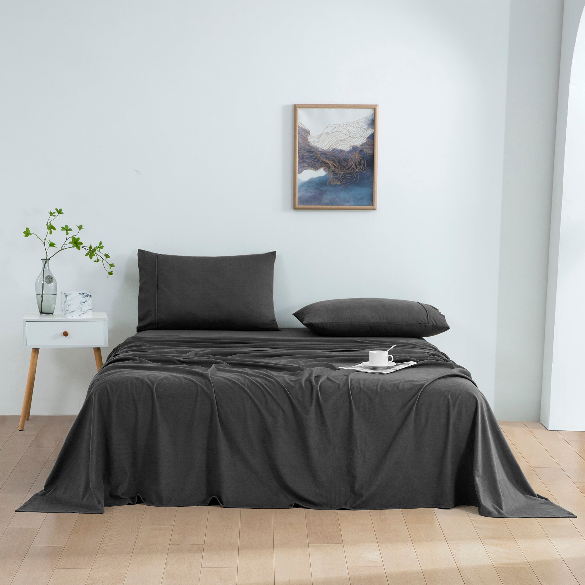 Dreamaker Micro Flannel Sheet Set Charcoal