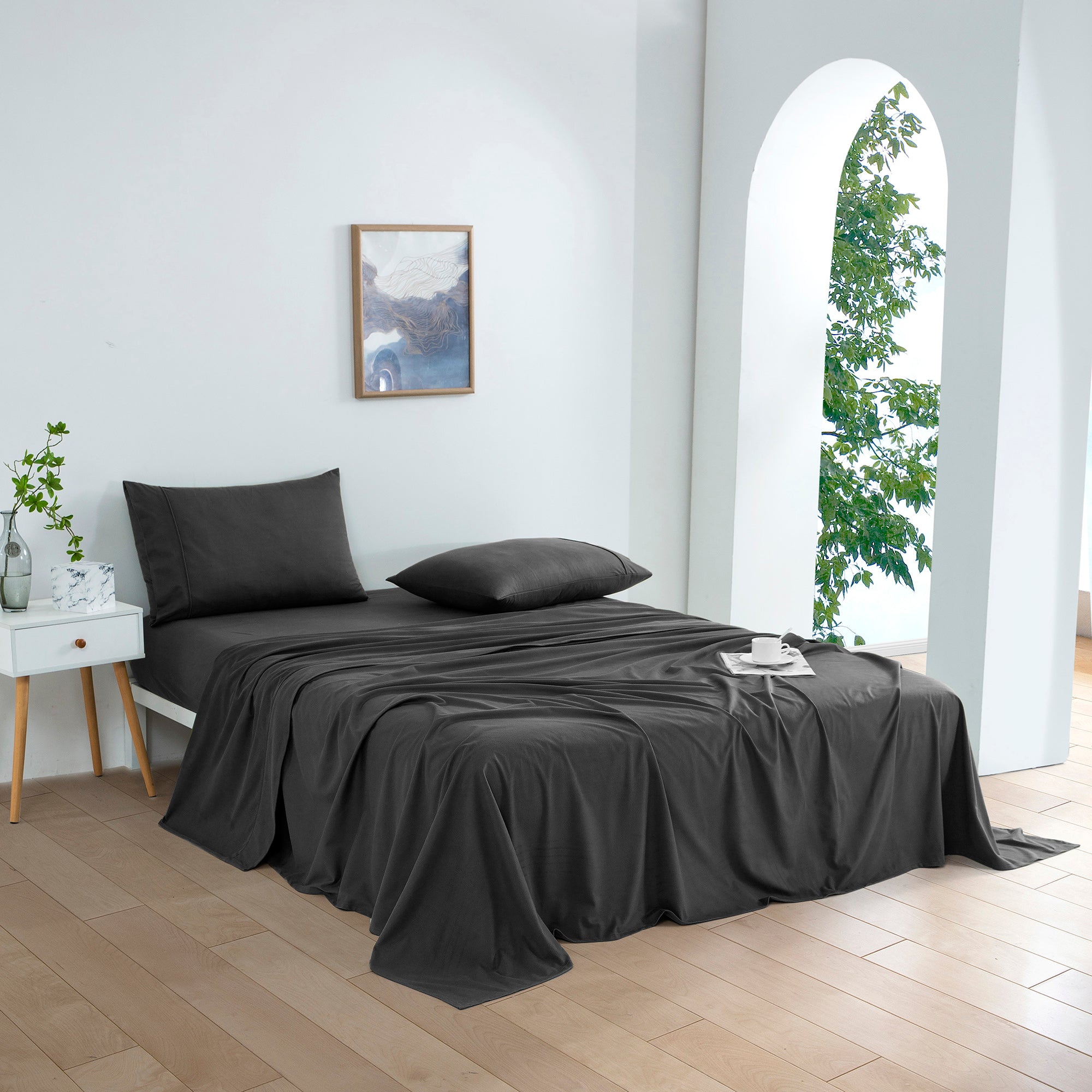 Dreamaker Micro Flannel Sheet Set Charcoal
