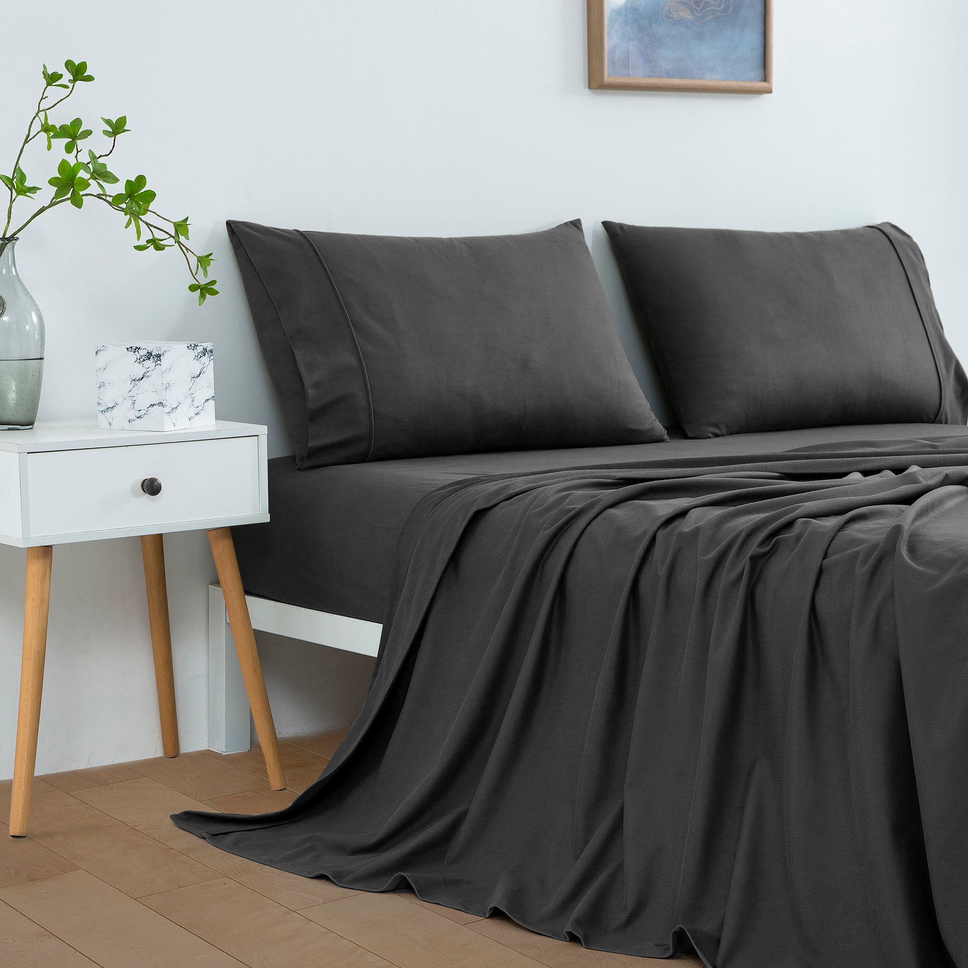 Dreamaker Micro Flannel Sheet Set Charcoal