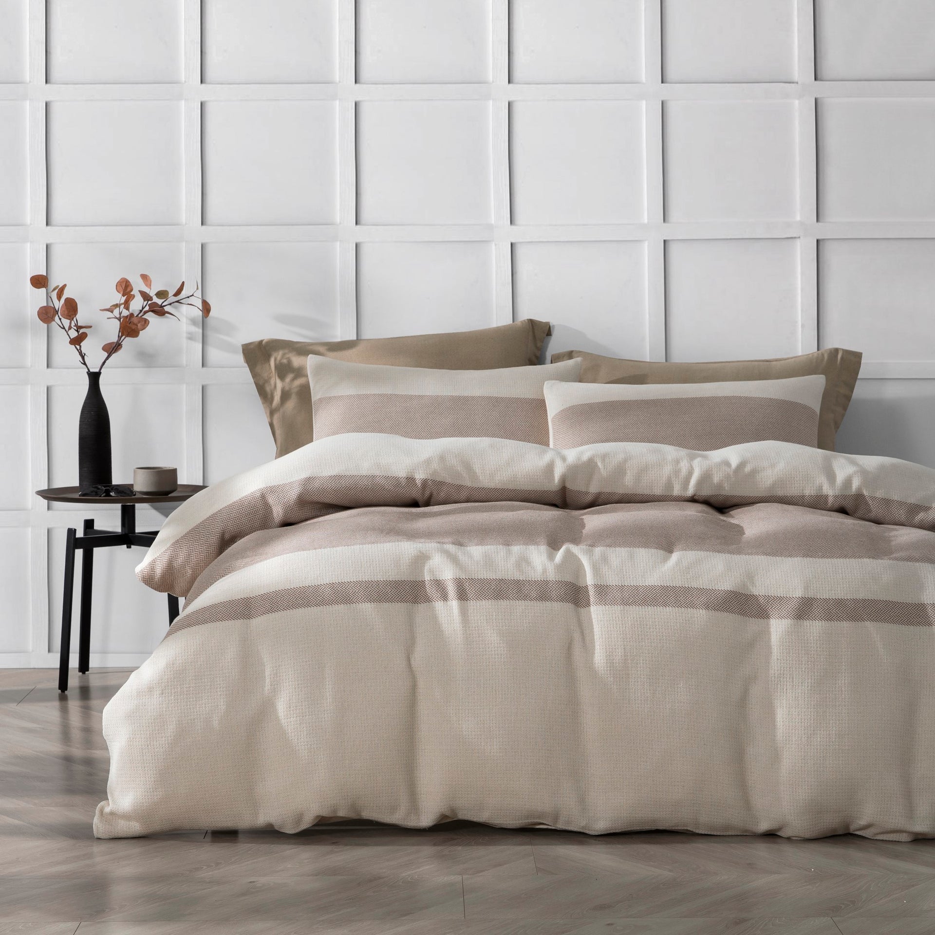Dreamaker Herringbonecotton Quilt Cover Set Natural