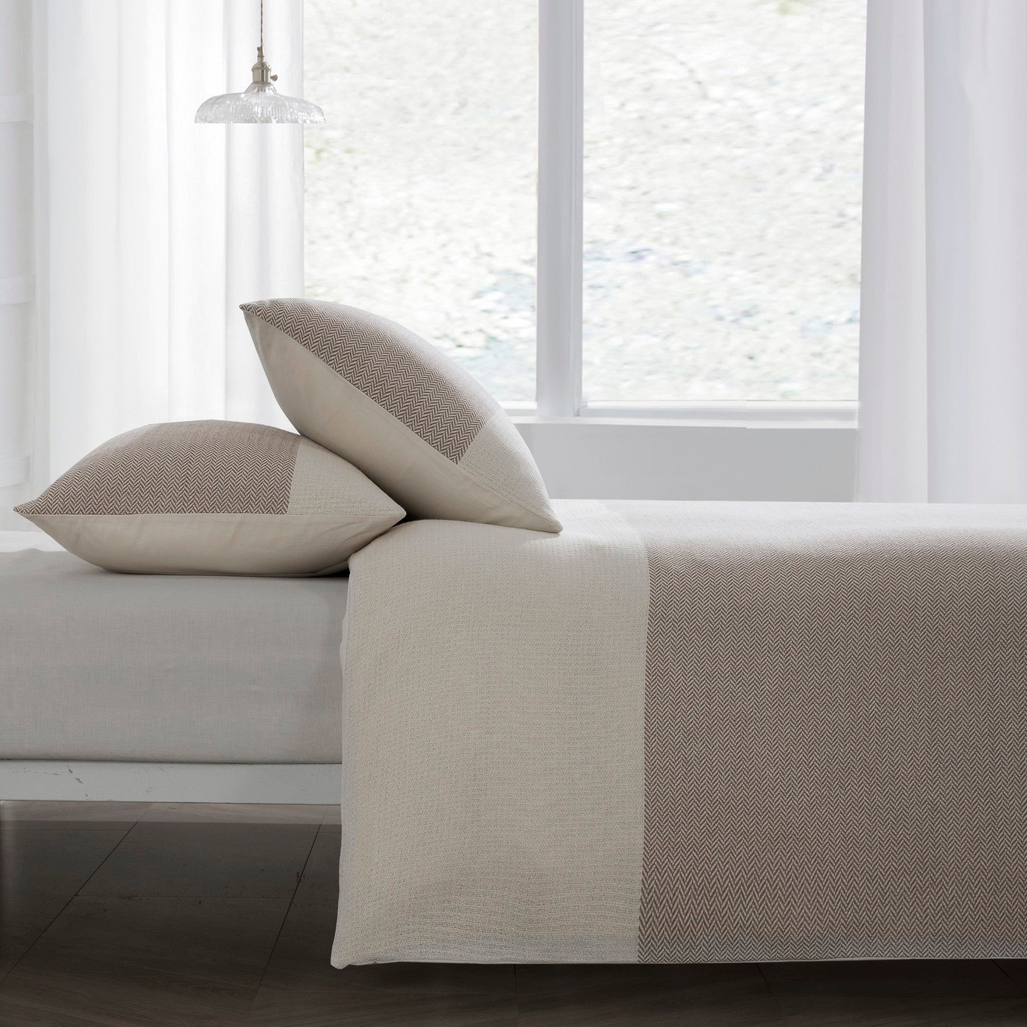 Dreamaker Herringbonecotton Quilt Cover Set Natural
