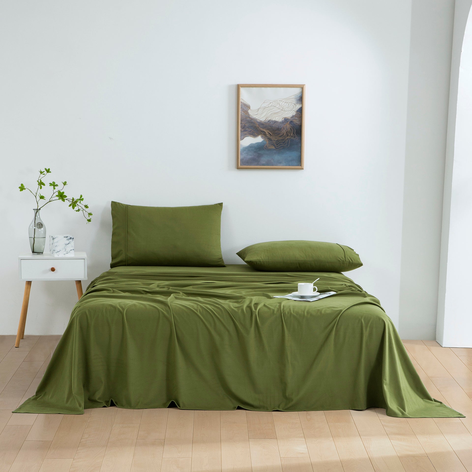 Dreamaker Micro Flannel Sheet Set Olive