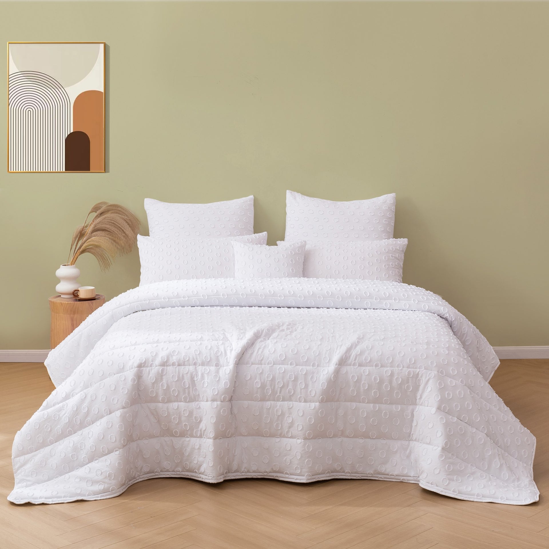 Dreamaker Haven Spot 6 Piece Comforter Set White