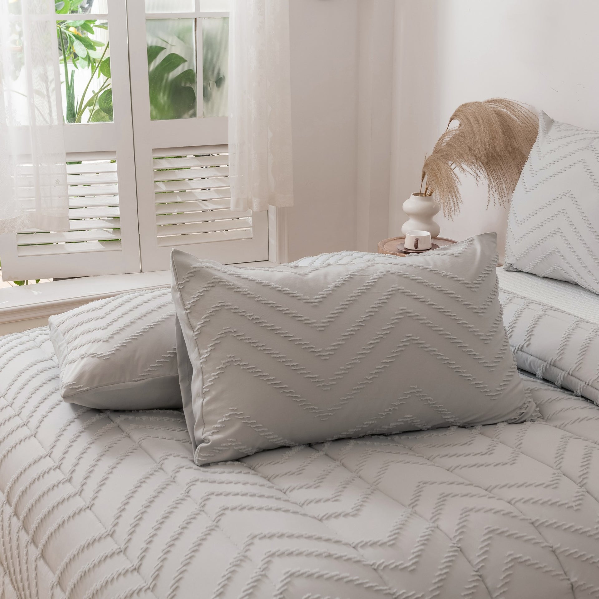Dreamaker Lennox Chevron 6 Piece Comforter Set Silver