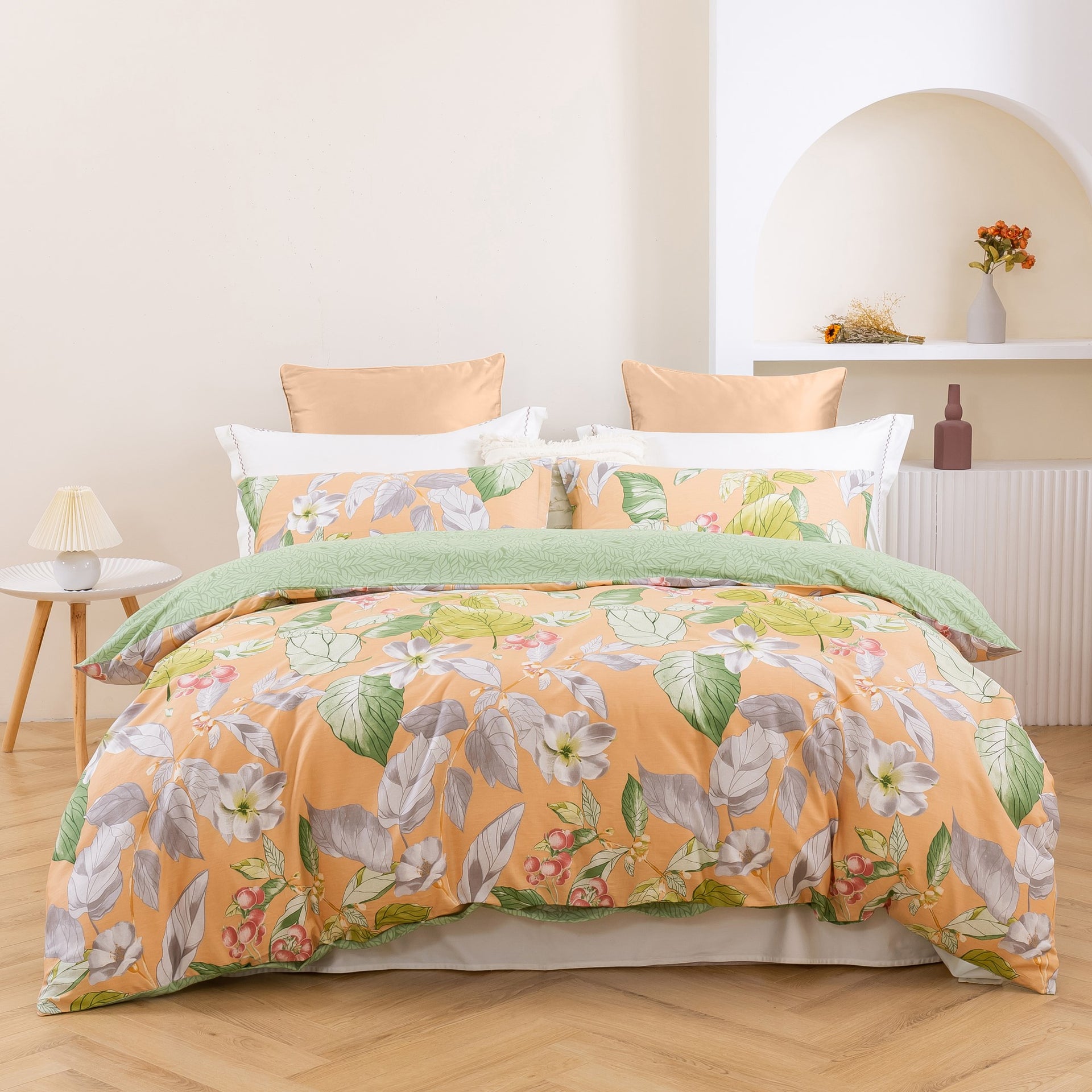 Dreamaker Peach Lilycotton Reversible Quilt Cover Set