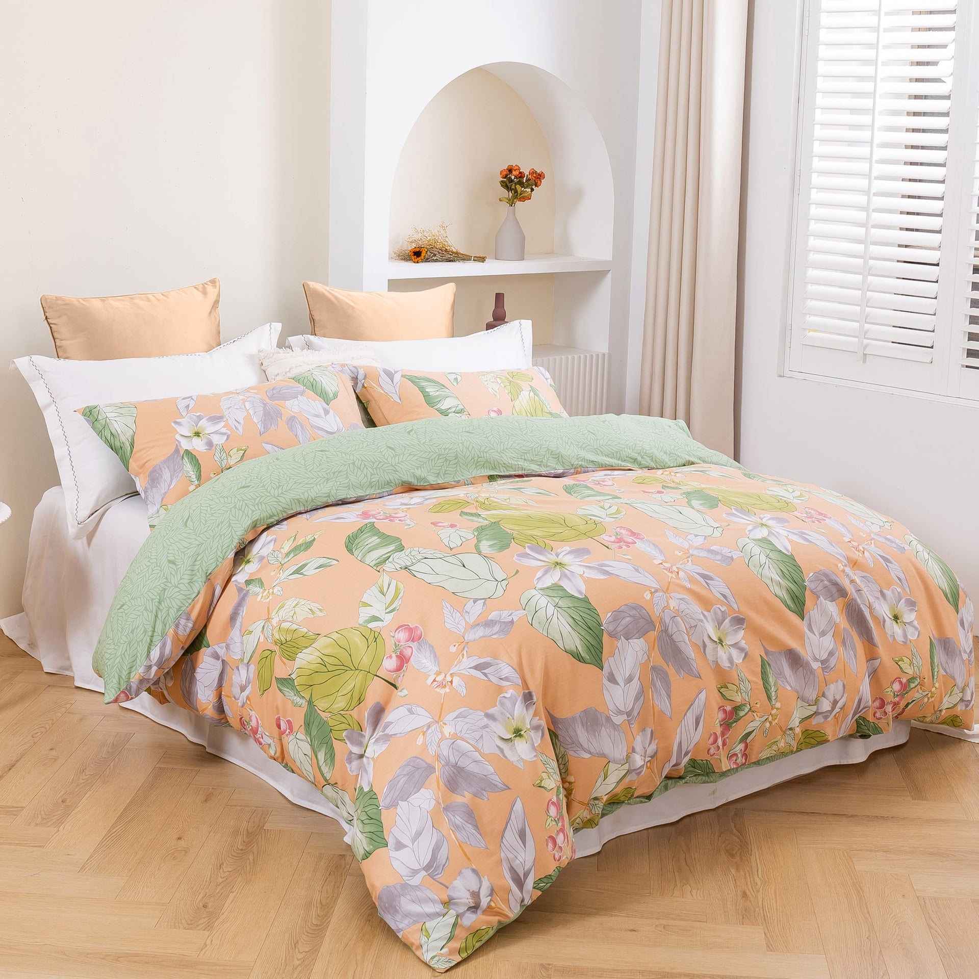 Dreamaker Peach Lilycotton Reversible Quilt Cover Set