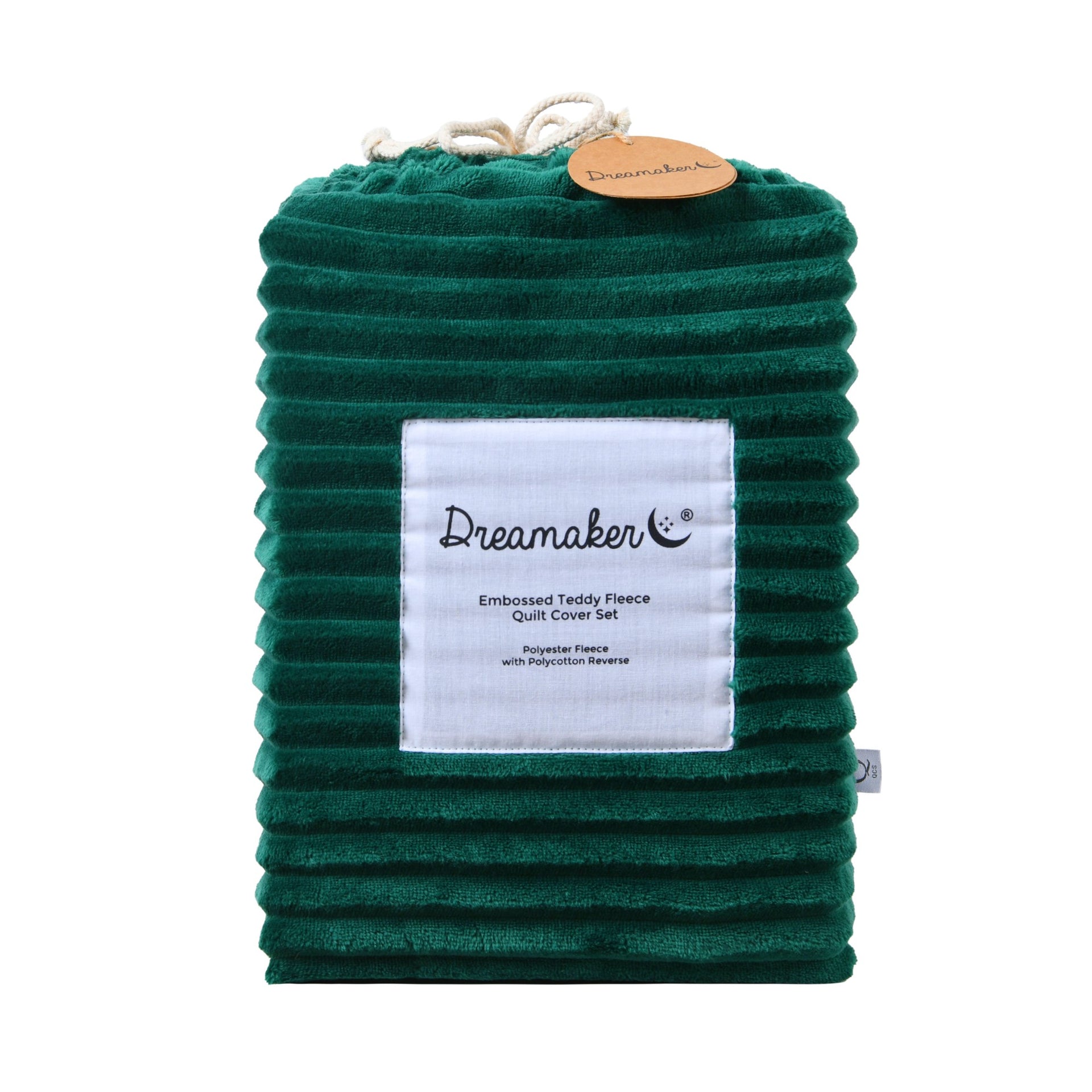 Dreamaker Embossed Fleece Quilt Cover Set Emerald