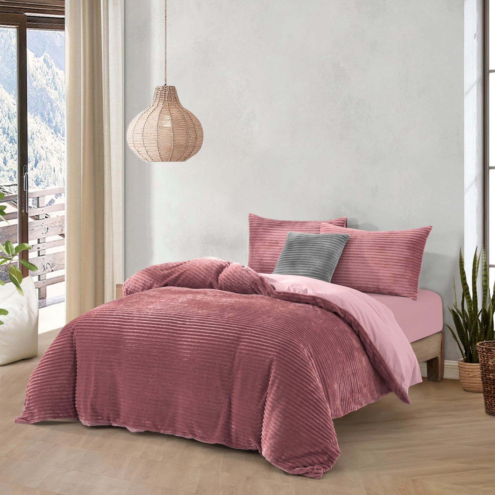 Dreamaker Embossed Fleece Quilt Cover Set Blush