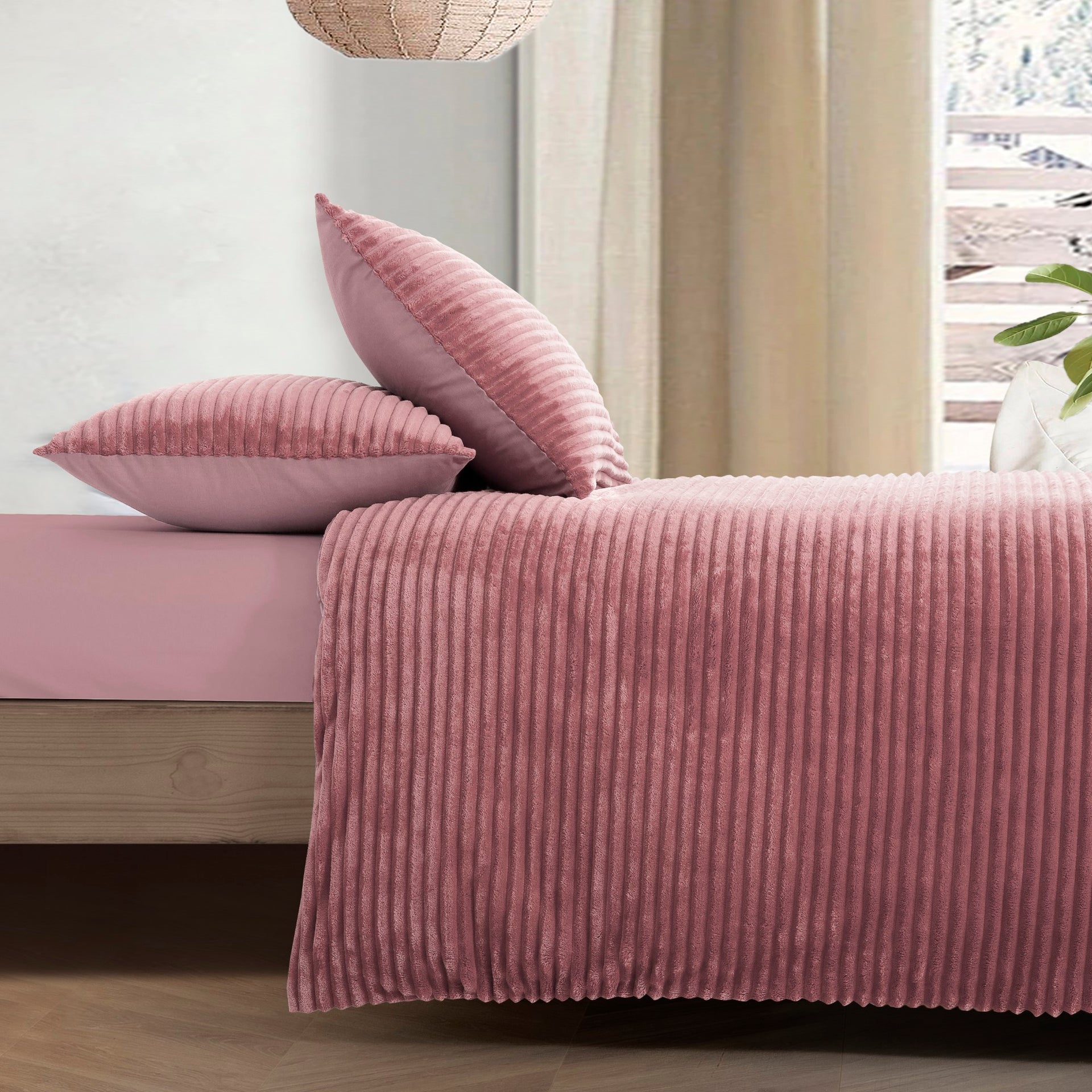 Dreamaker Embossed Fleece Quilt Cover Set Blush